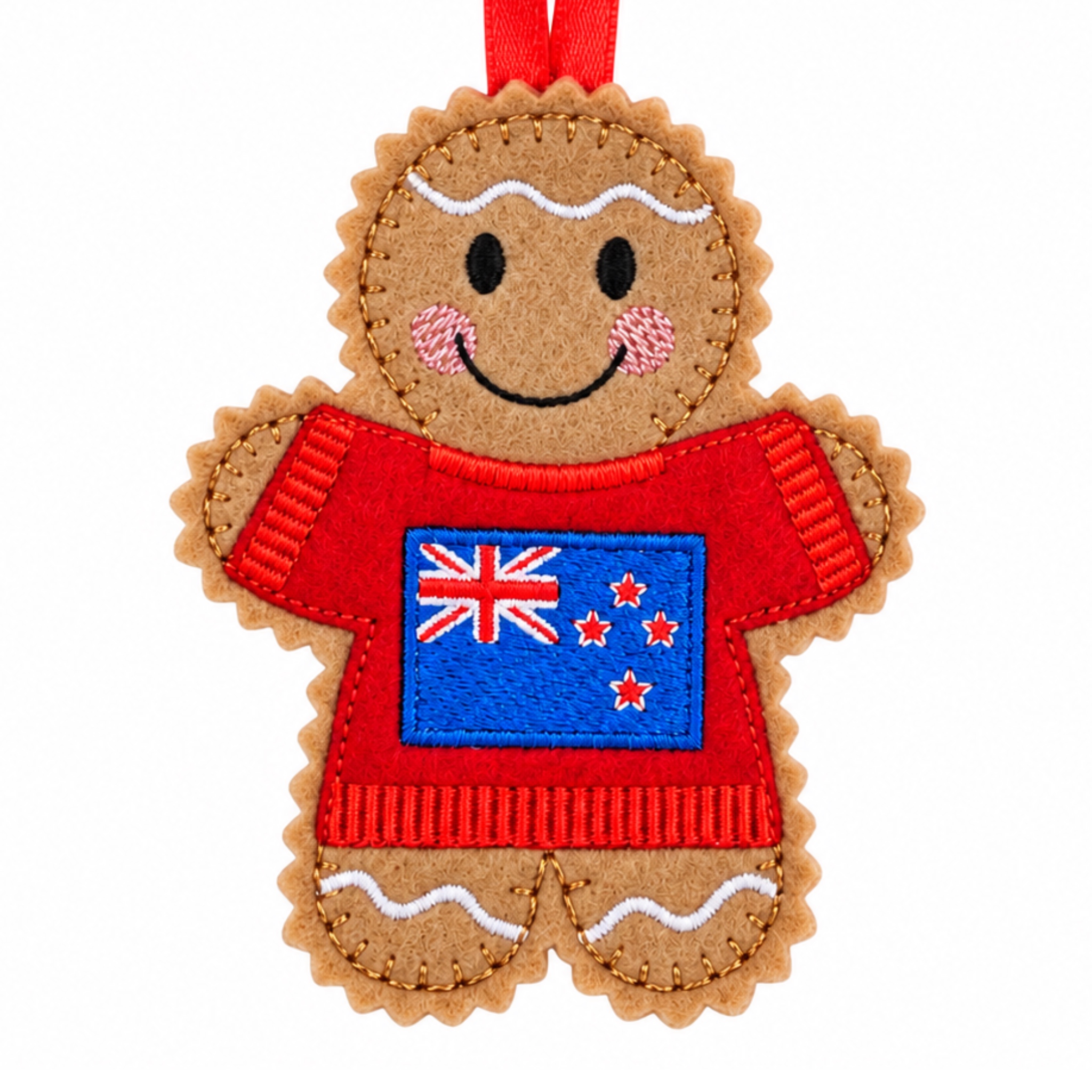 New Zealand Flag Felt Gingerbread Handmade Christmas Decoration