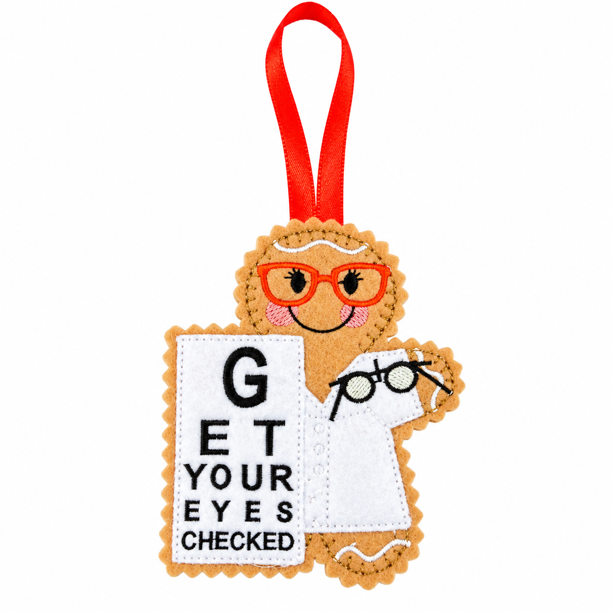 Optician / Ophthalmologist / Eye Specialist Gingerbread Man Felt Decoration — image 2