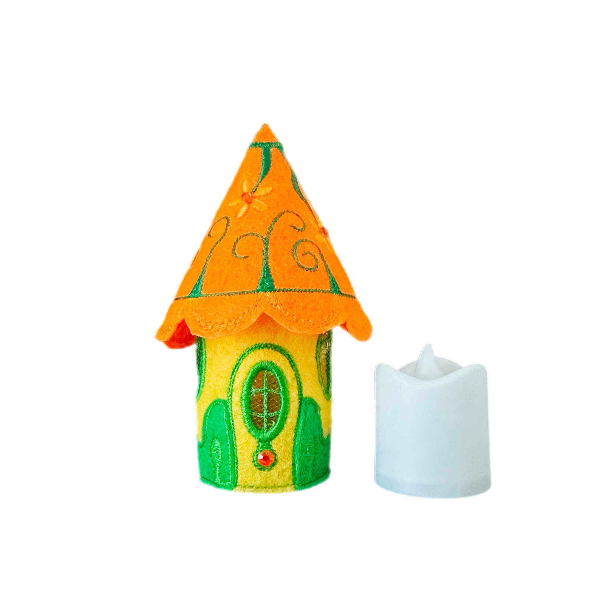 Orange Woodland Fairy House with LED Tea Light
