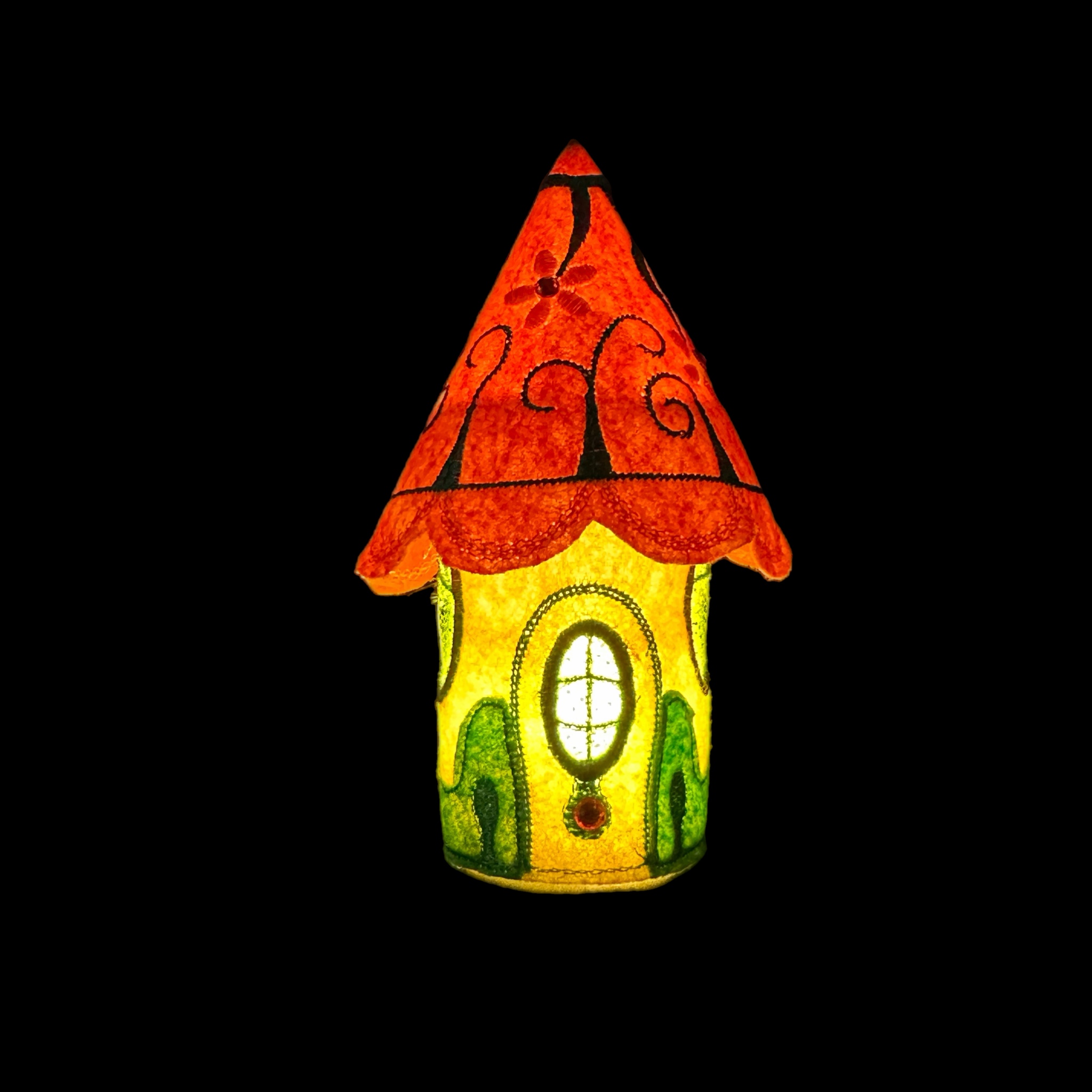 Orange Woodland Fairy House with LED Tea Light — image 4