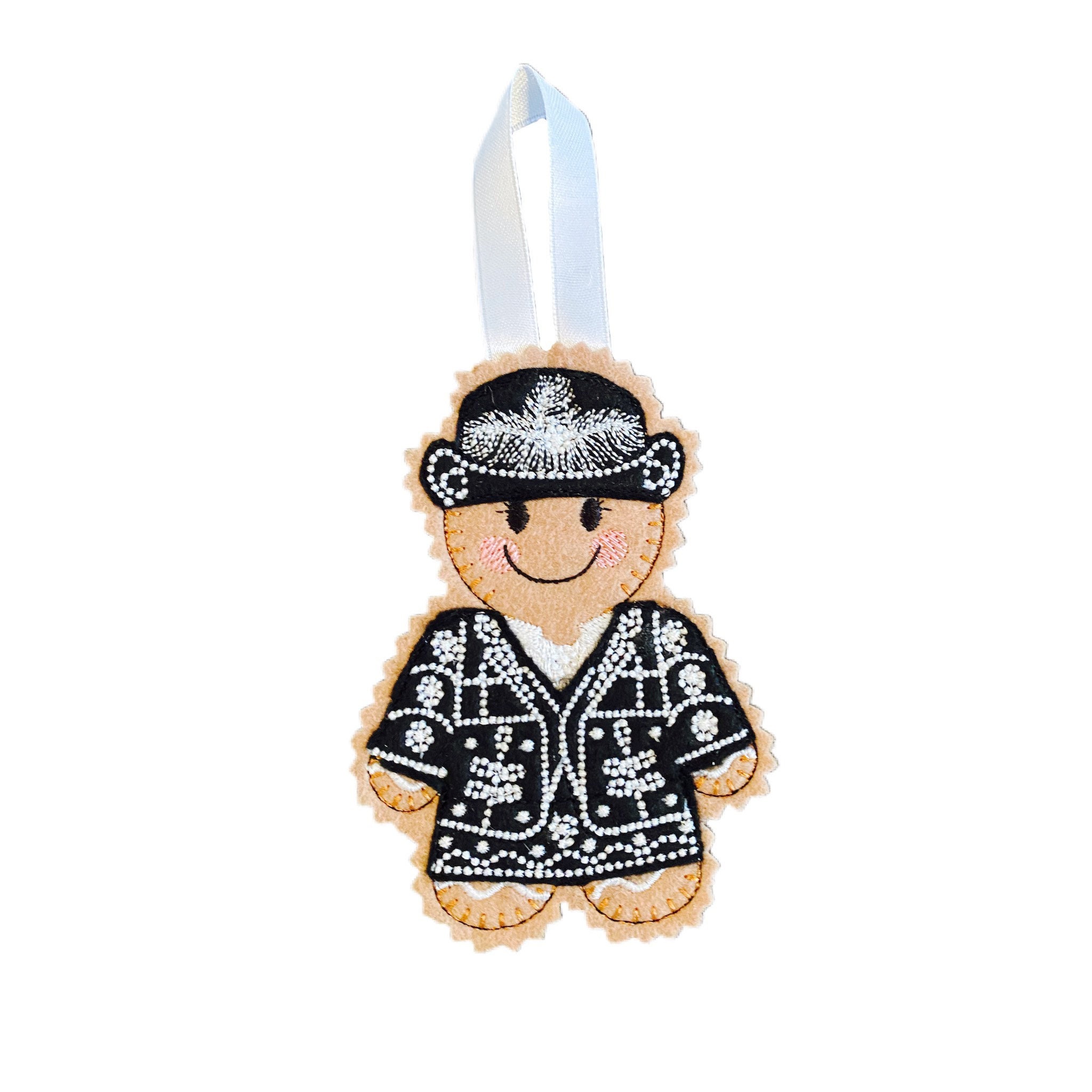 Pearly Queen Gingerbread Man Felt Decoration