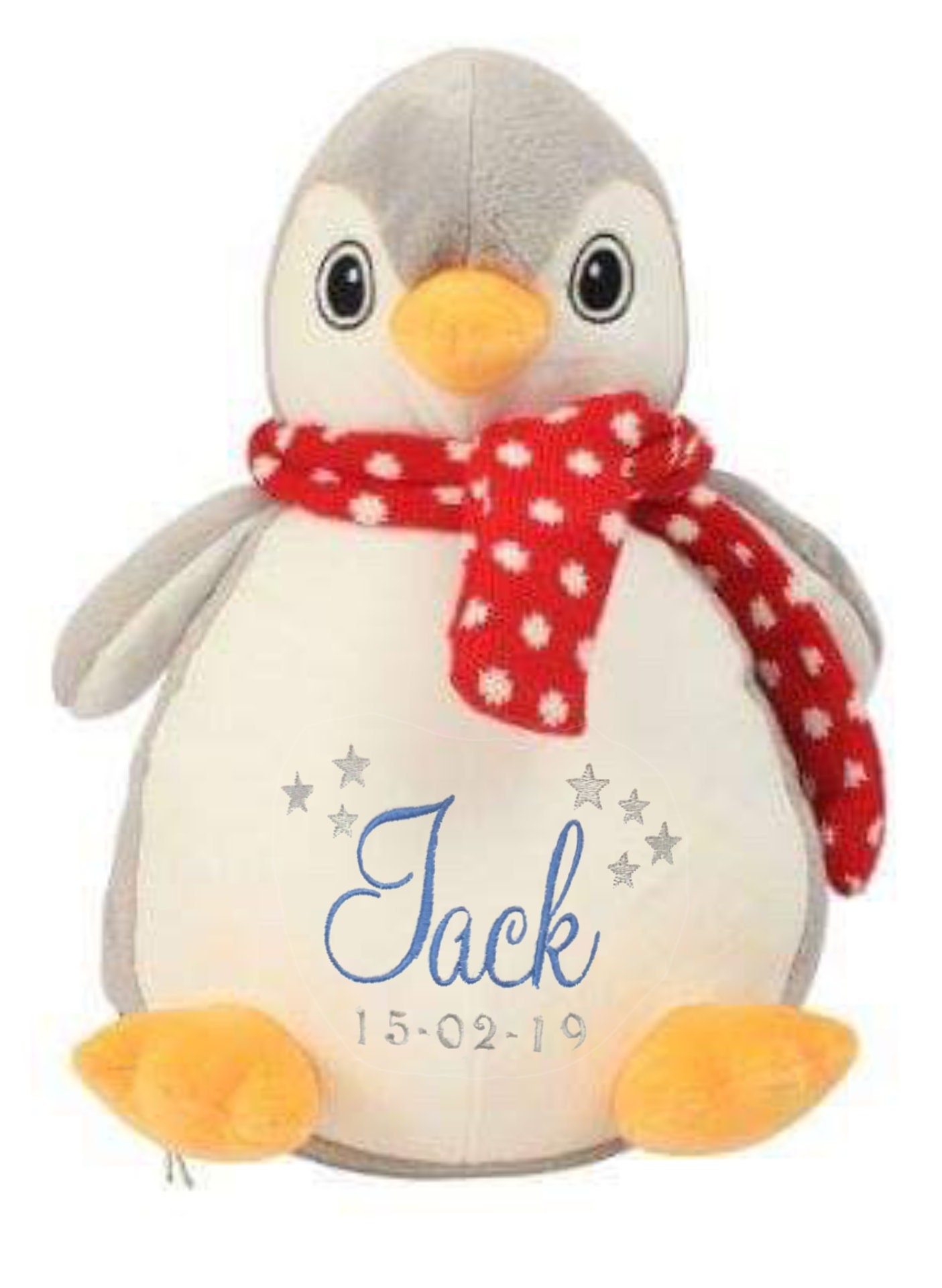 Penguin Personalised Soft Toy,  Personalised Embroidered Teddy, Custom bear, girl / boy Christmas gift.