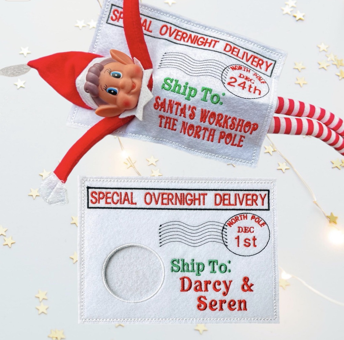 Personalised Christmas Elf Arrival & Return Envelopes – Special Delivery from the North Pole