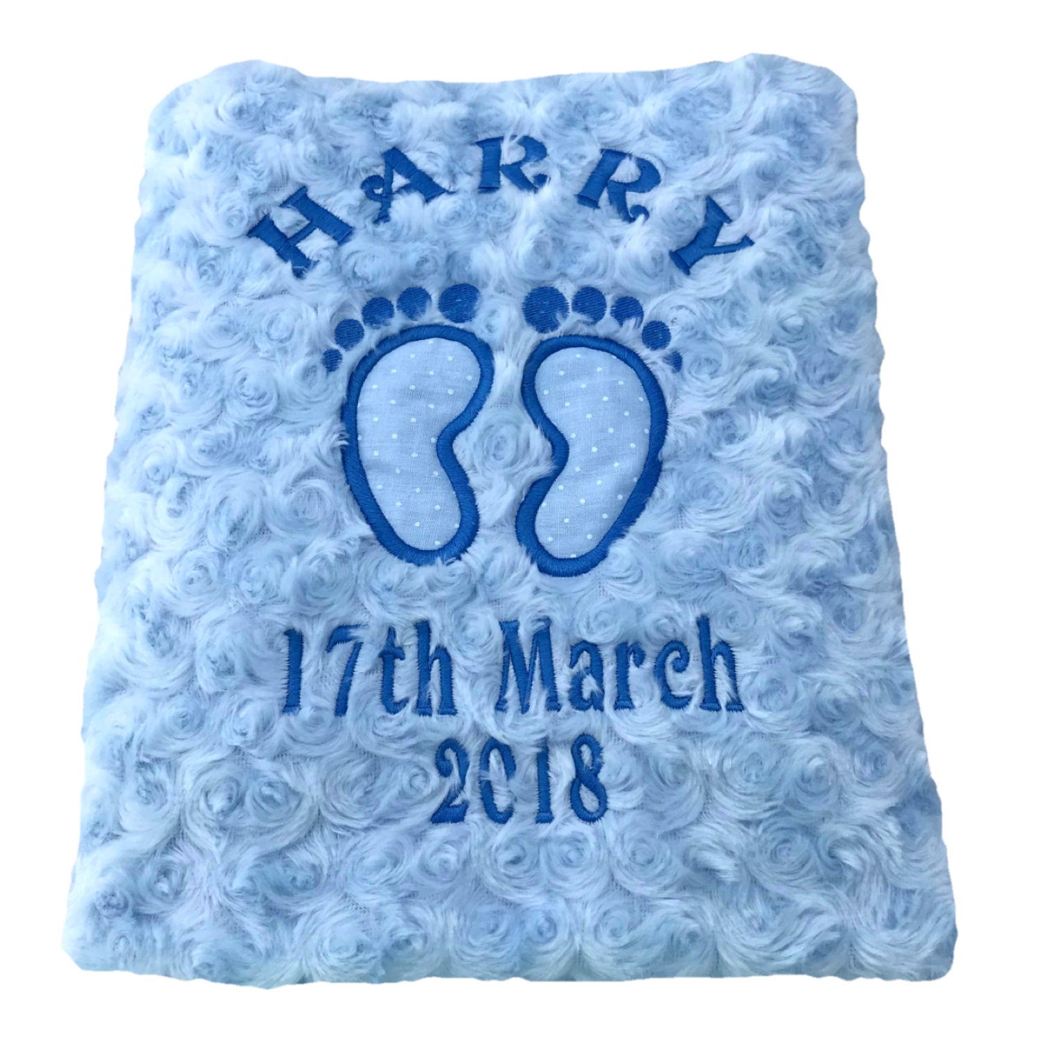 Personalized Blue Fleece Baby Blanket: Embroidered Keepsake Gift