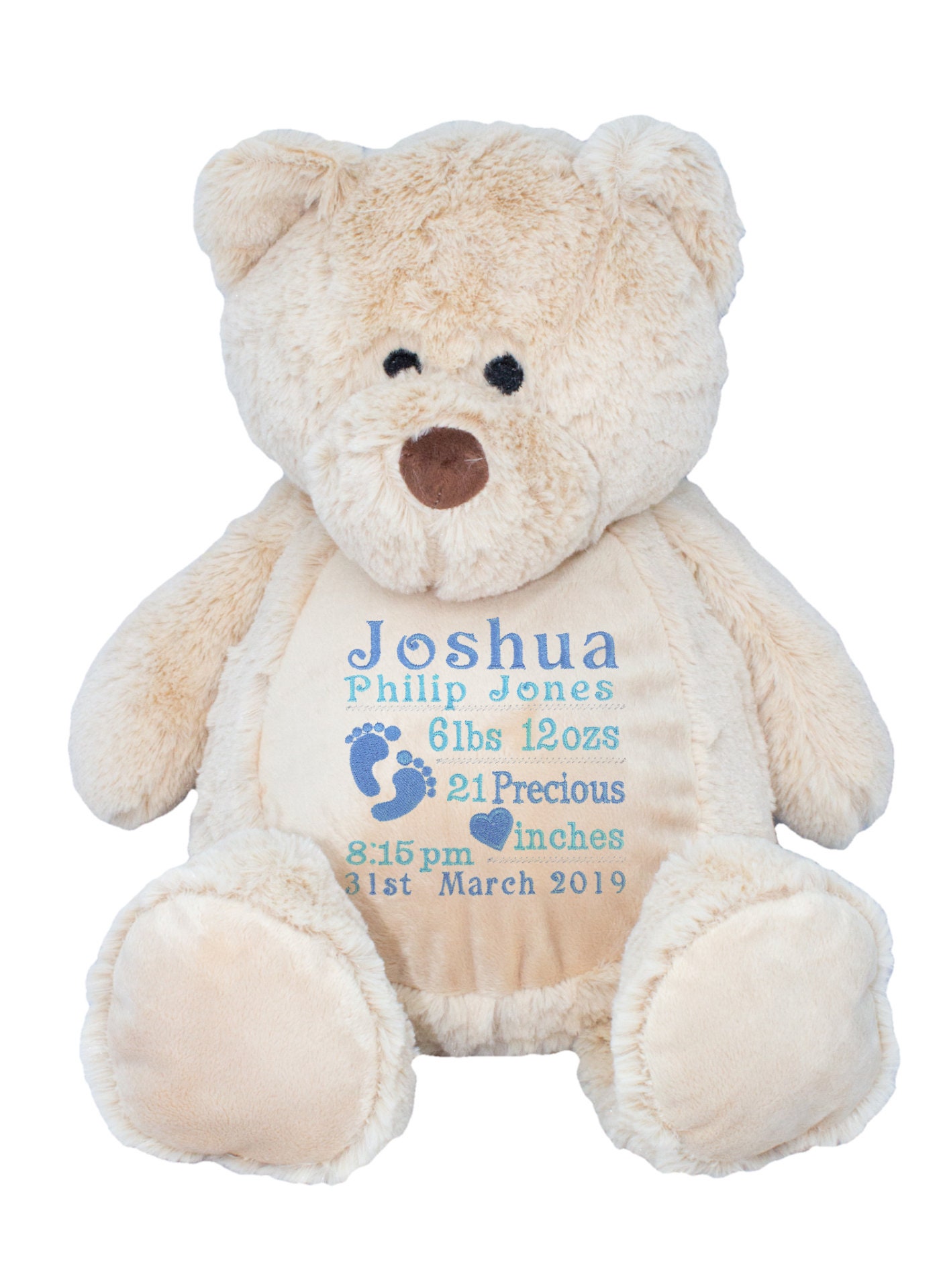 Personalized Embroidered Teddy Bear, Custom Stuffed Animal Keepsake