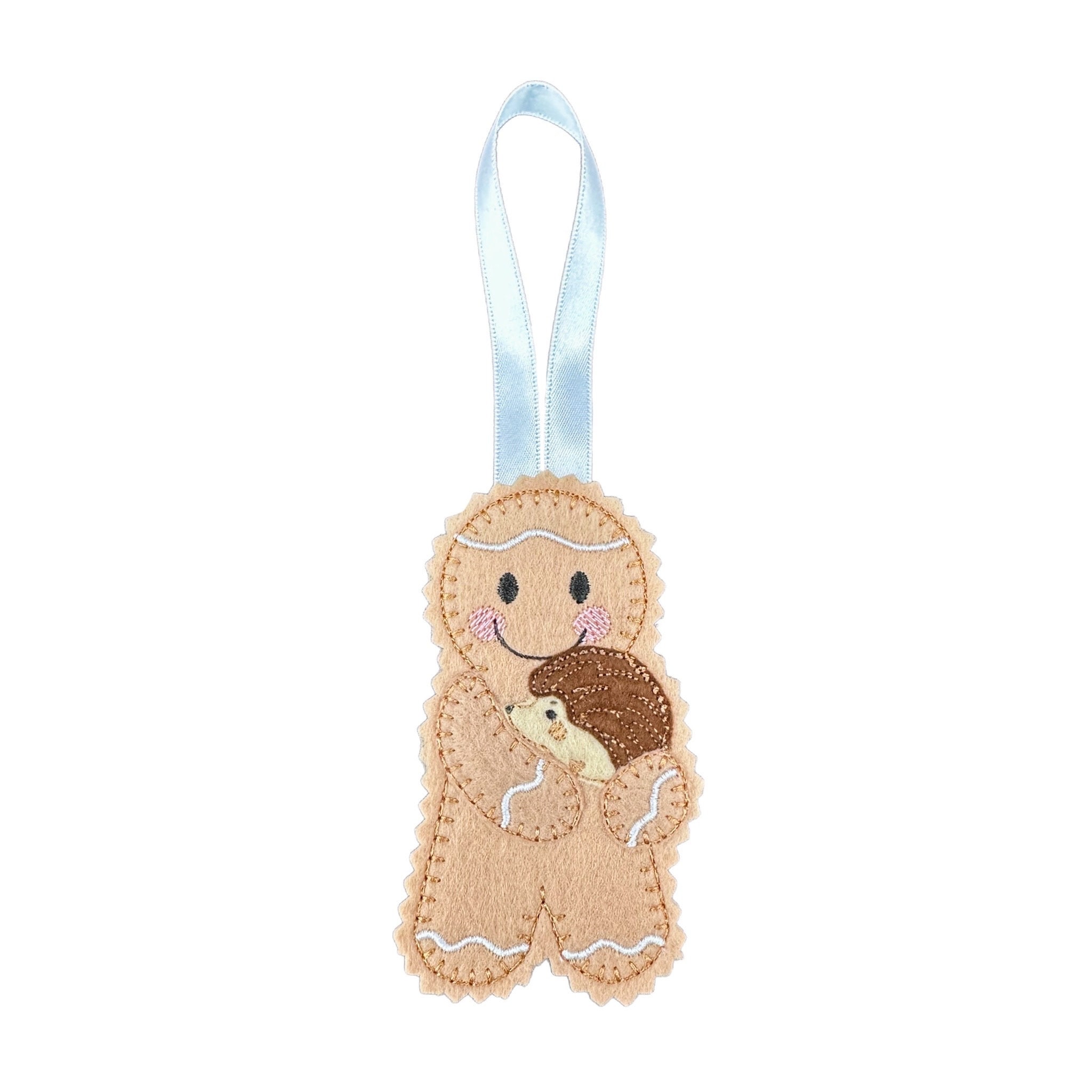 Pet Hedgehog Gingerbread Man Felt Decoration