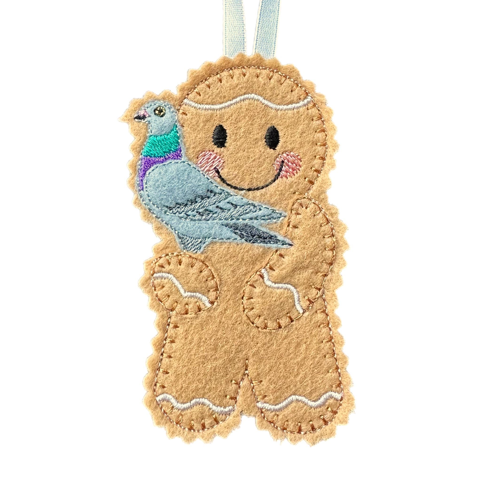 Pigeon Gingerbread Felt Decoration – Bird Lover Gift
