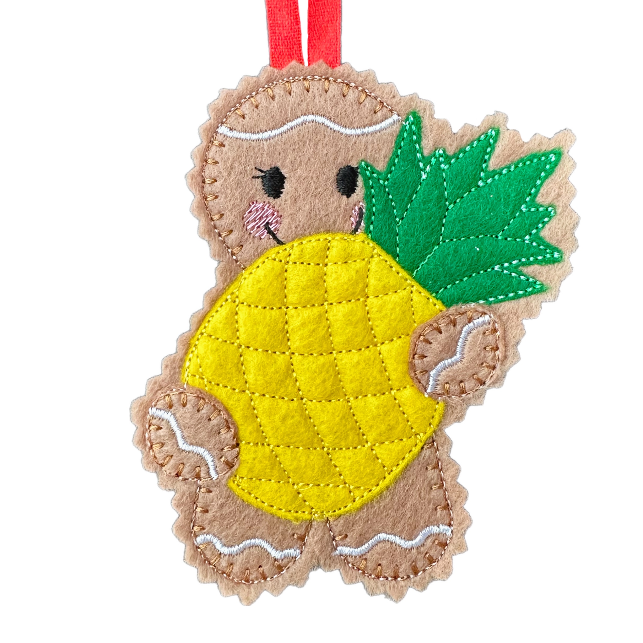 Pineapple Lover Felt Gingerbread Handmade Christmas Decoration — image 3