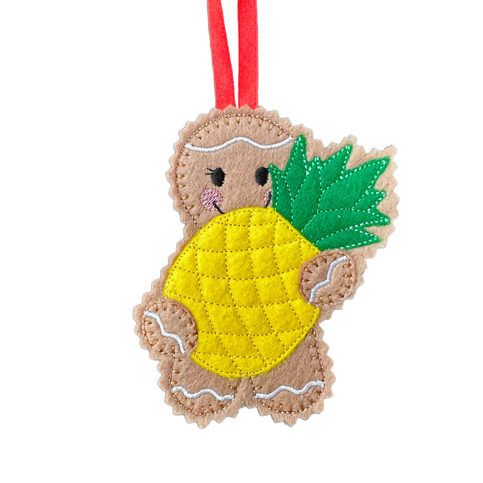 Pineapple Lover Felt Gingerbread Handmade Christmas Decoration