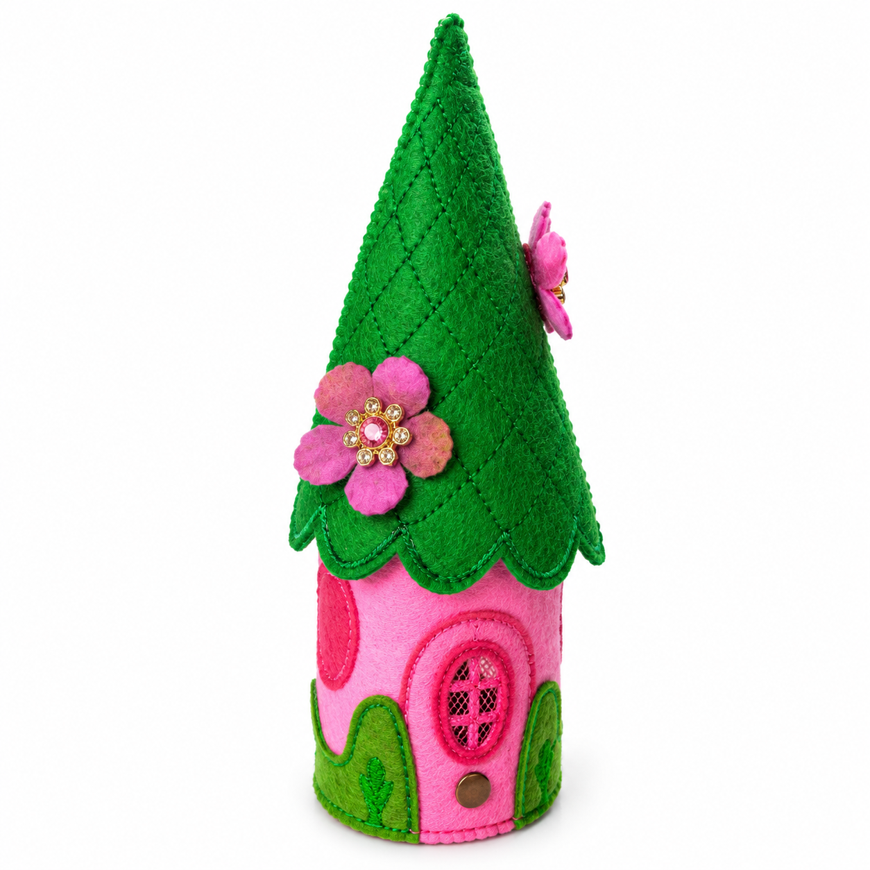 Pink Blossom Felt Fairy House Handmade Woodland Cottage Decoration — image 3