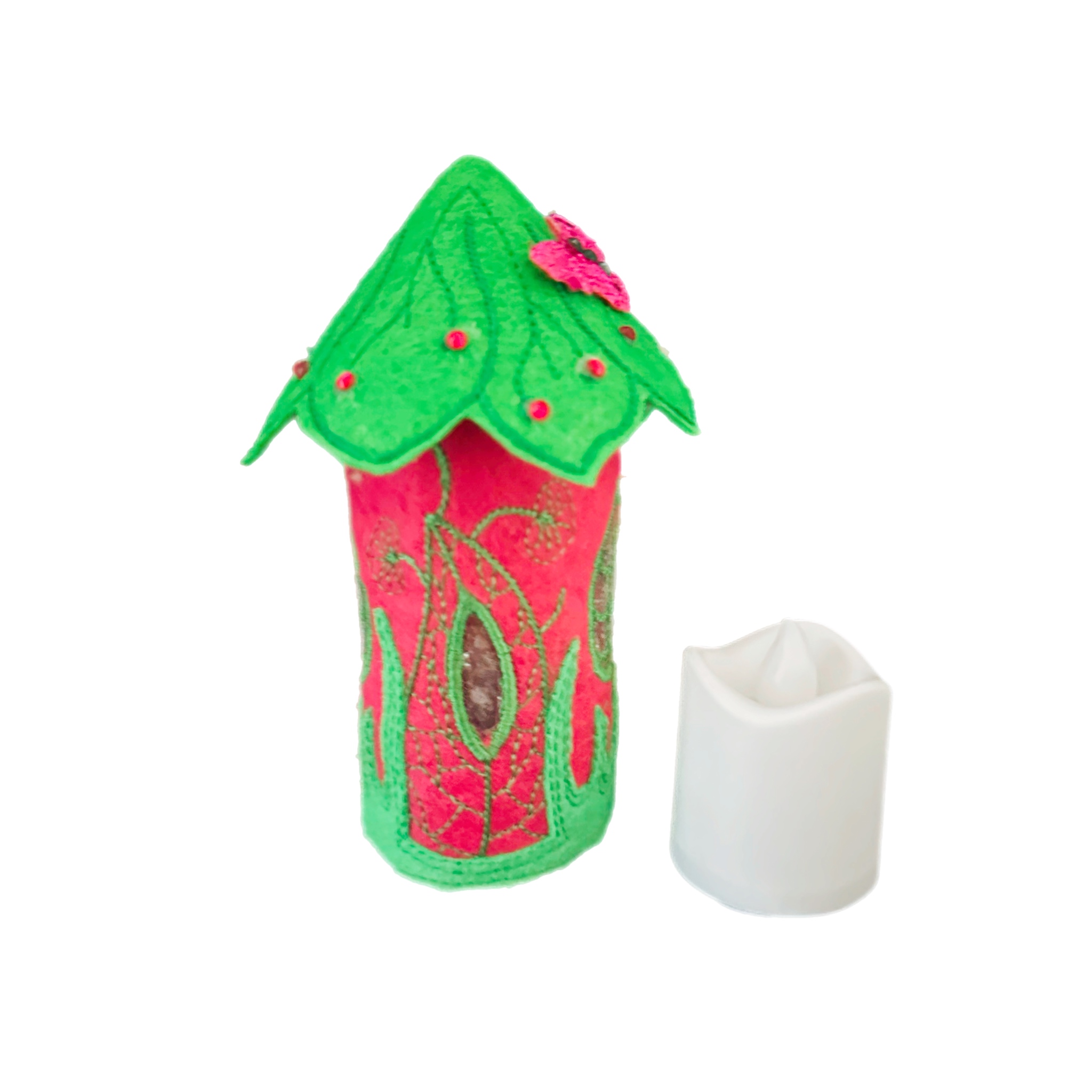 Pink Butterfly Fairy House with LED Tea Light — image 3
