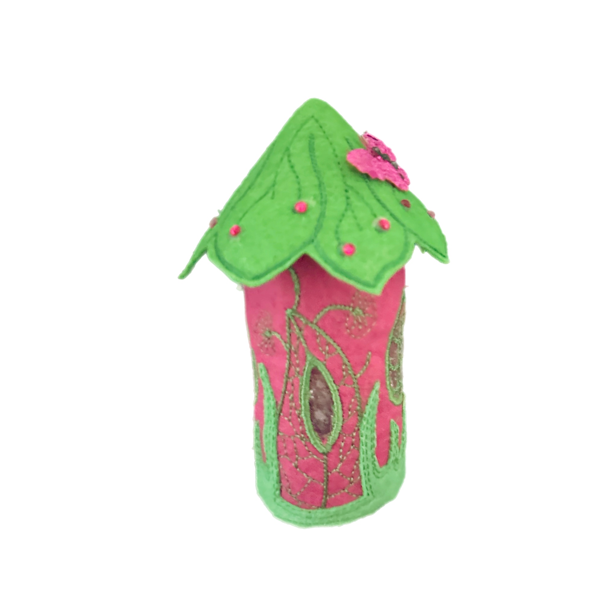 Pink Butterfly Fairy House with LED Tea Light