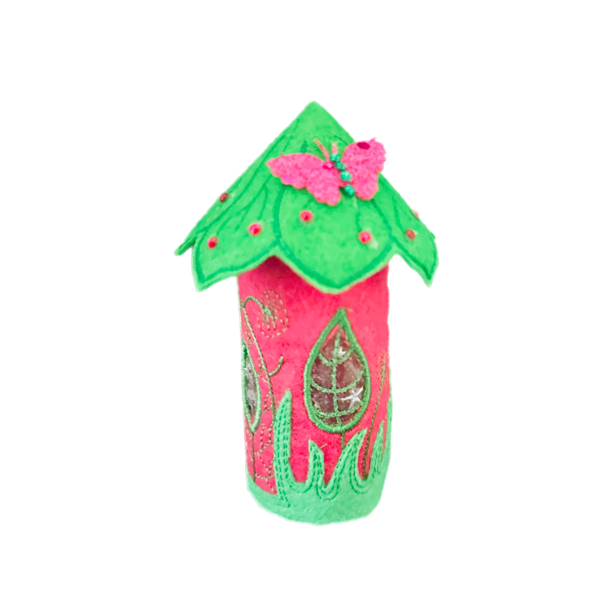 Pink Butterfly Fairy House with LED Tea Light — image 4