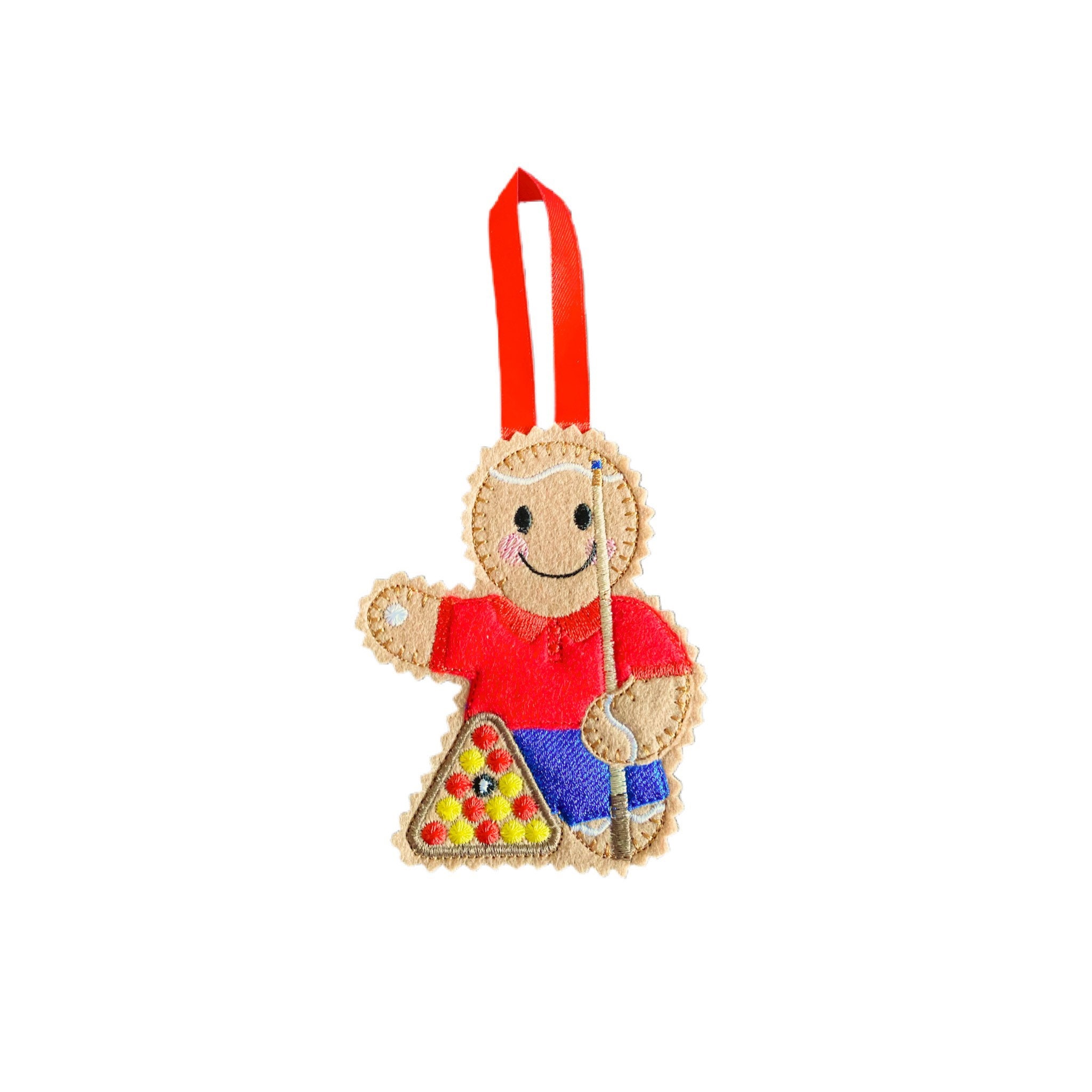 Pool Player Gingerbread Man Felt Decoration