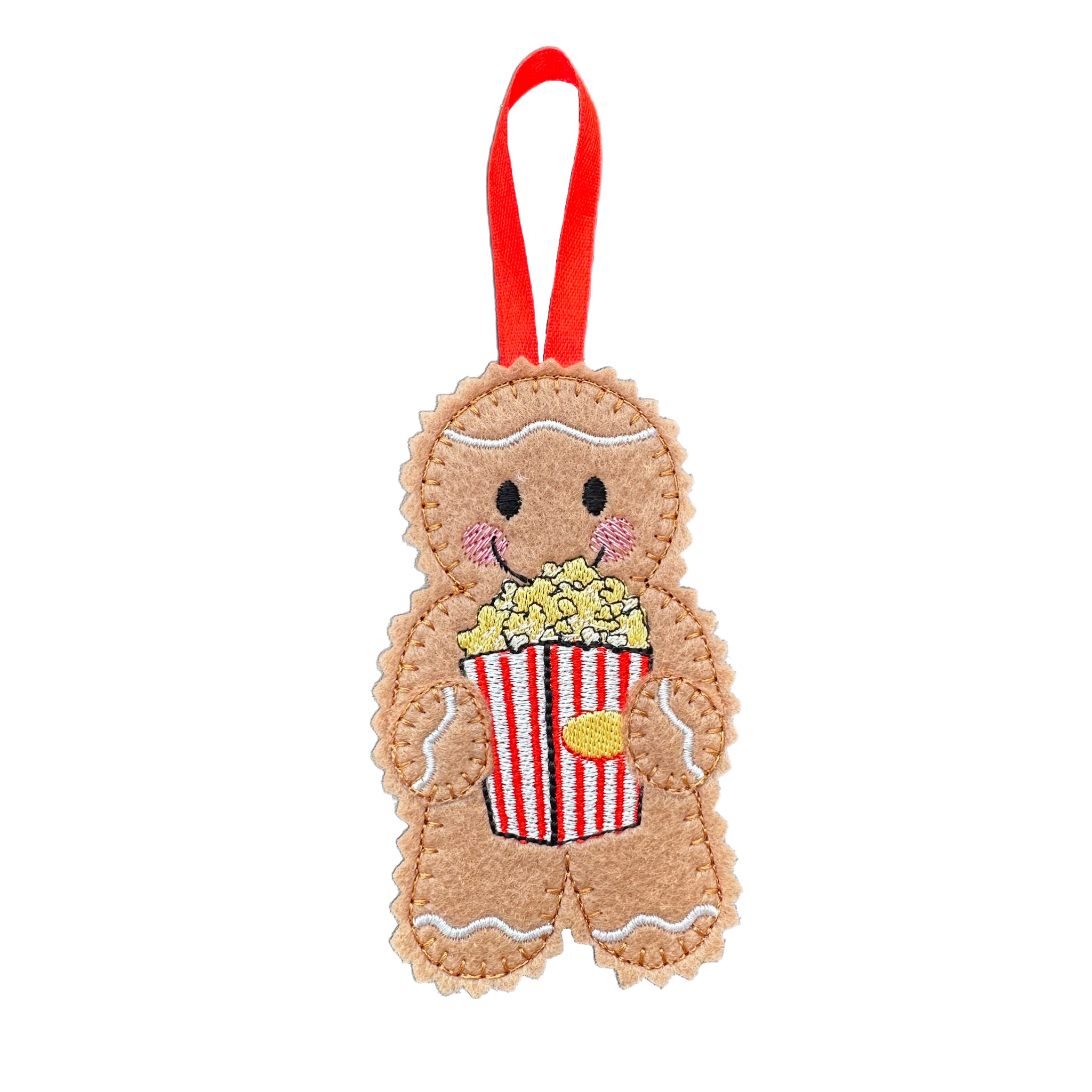 Popcorn Lover Felt Gingerbread Handmade Christmas Decoration — image 3