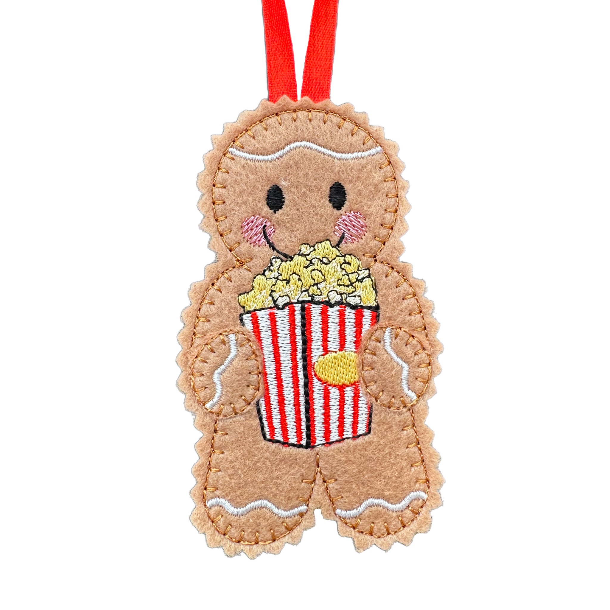 Popcorn Lover Felt Gingerbread Handmade Christmas Decoration