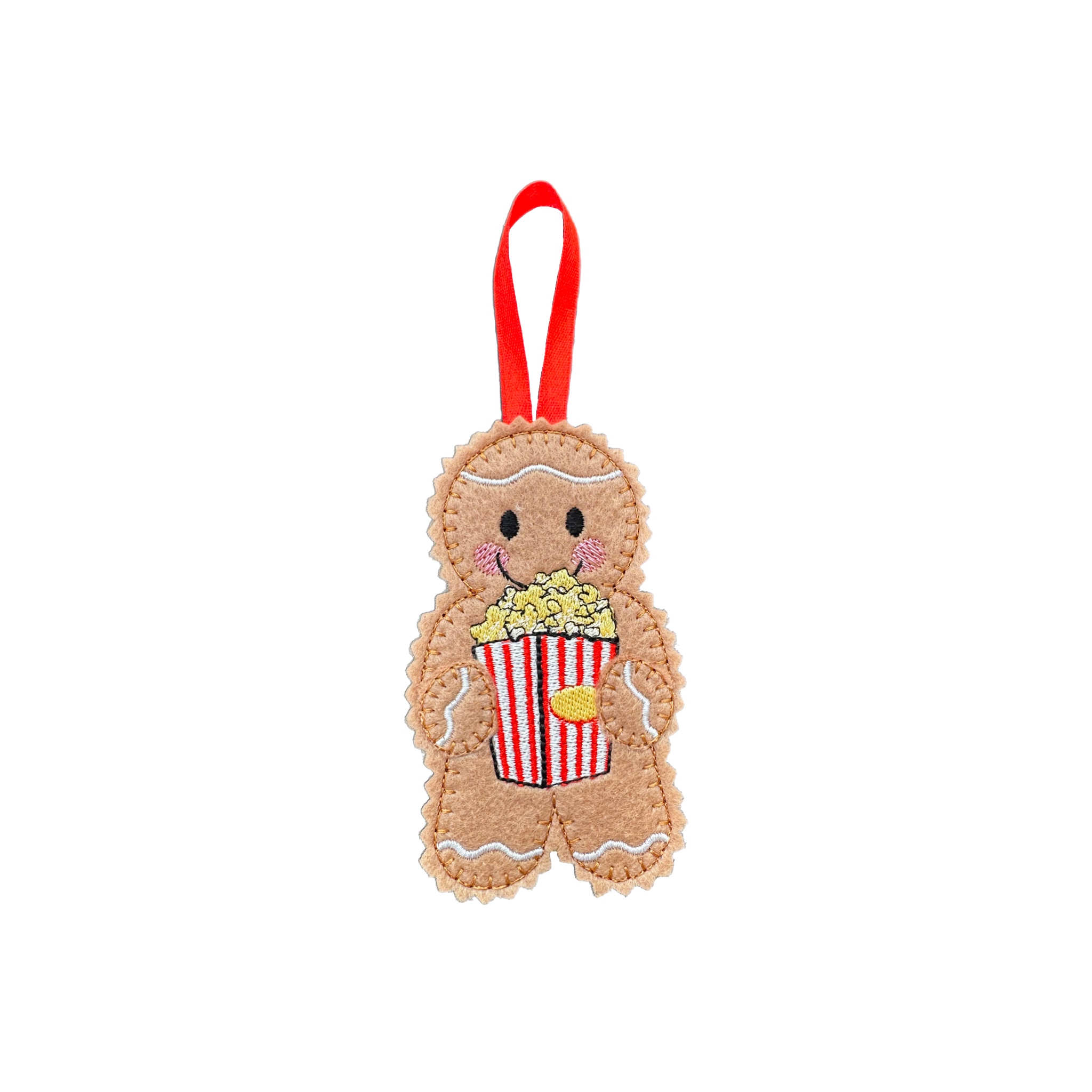 Popcorn Lover Felt Gingerbread Handmade Christmas Decoration — image 2