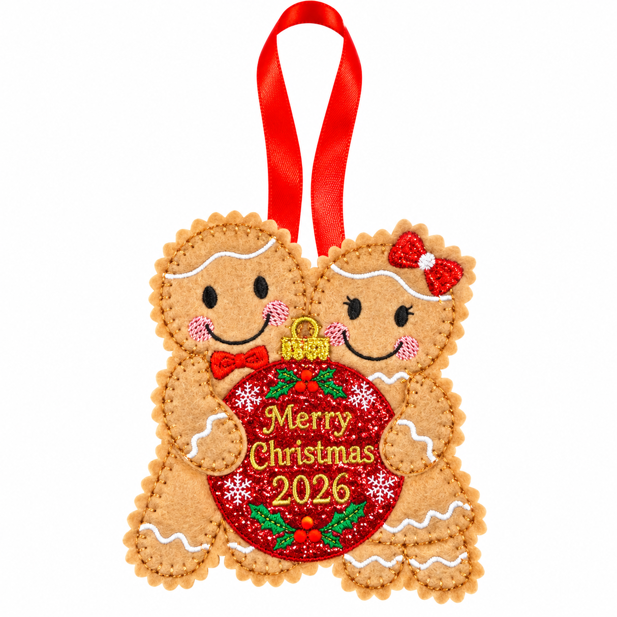 Christmas 2026 Gingerbread Couple Felt Handmade Christmas Decoration — image 7