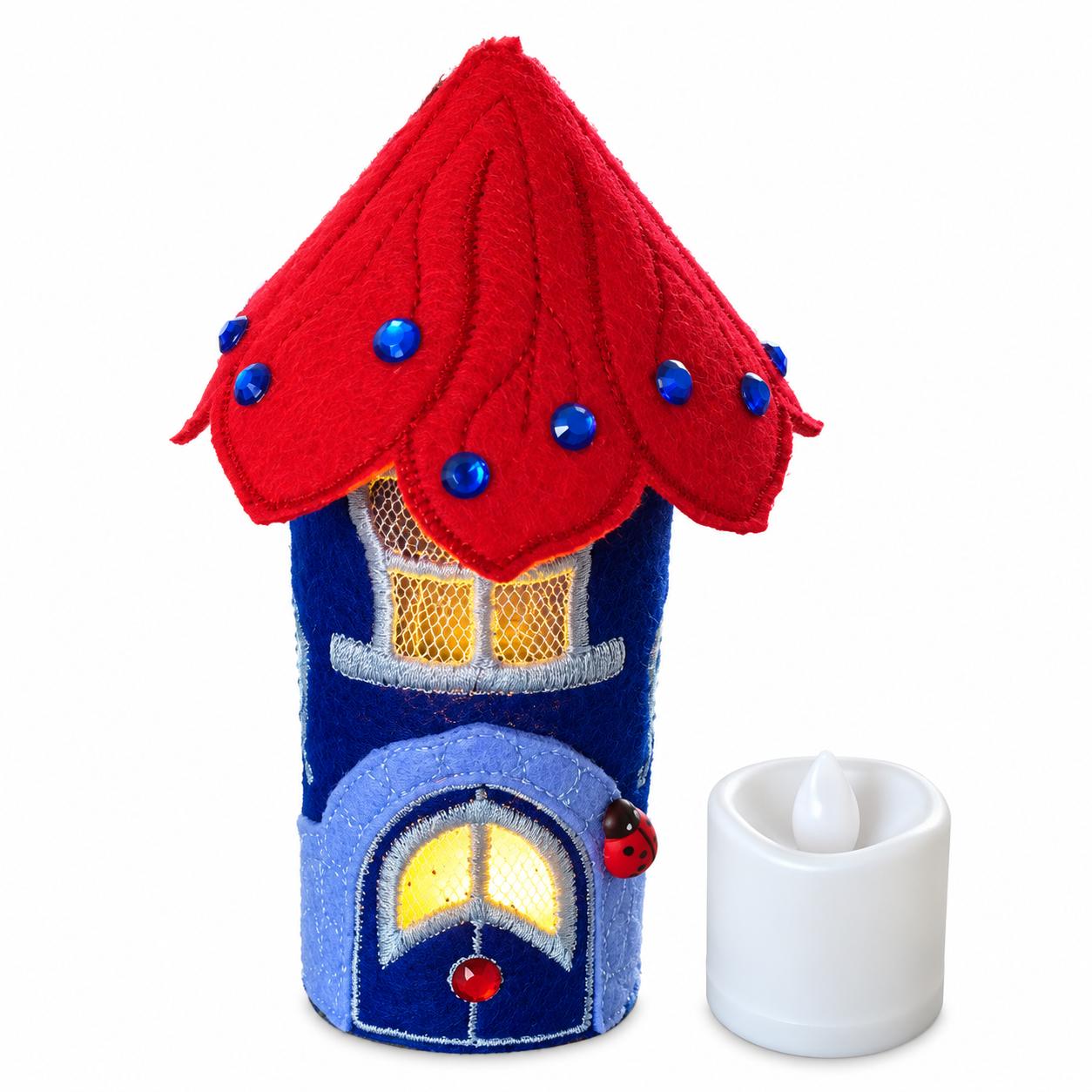 Ruby Ladybird Fairy House Handmade Felt LED Tealight Decoration