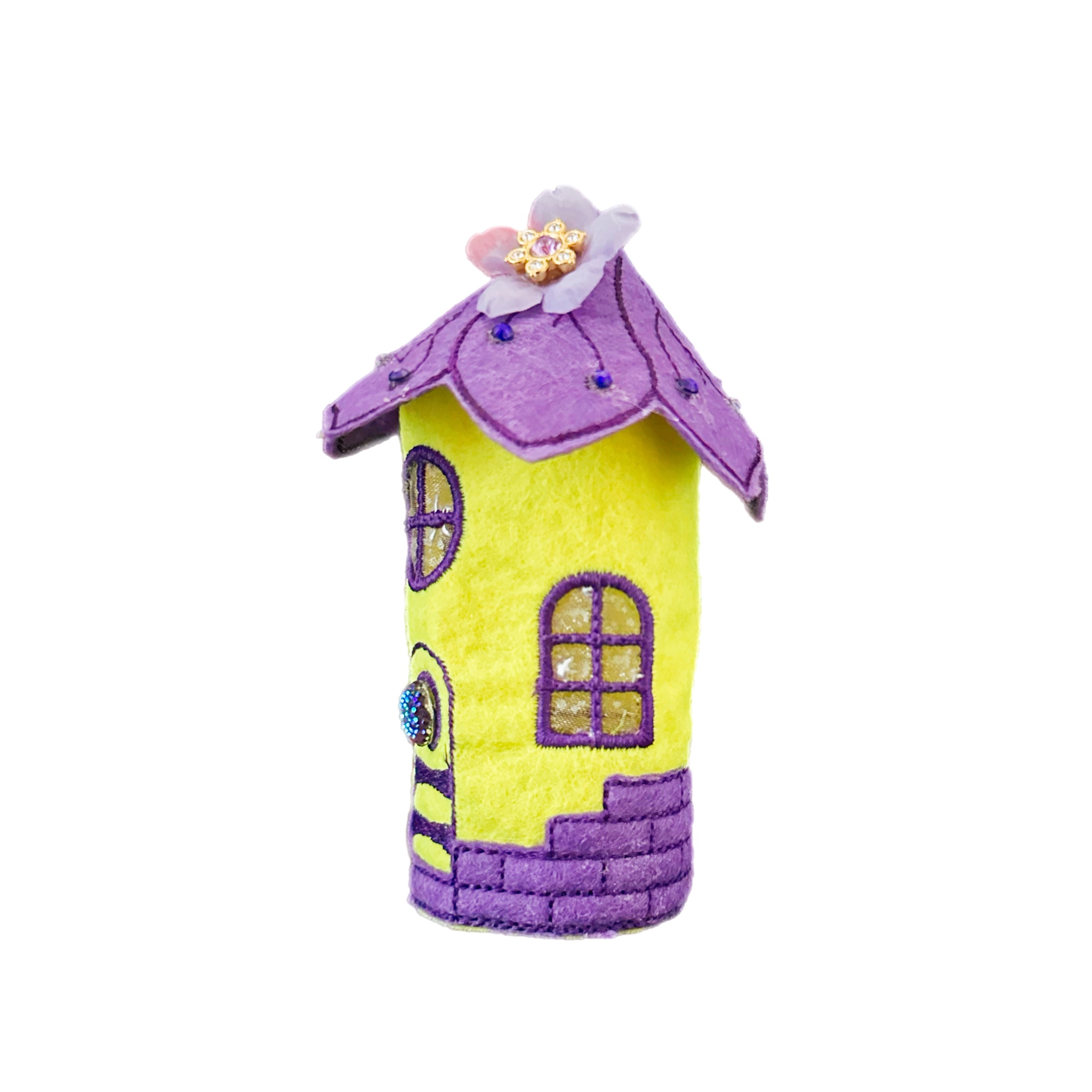 Yellow & Purple Flower Fairy House with LED Tea Light — image 3