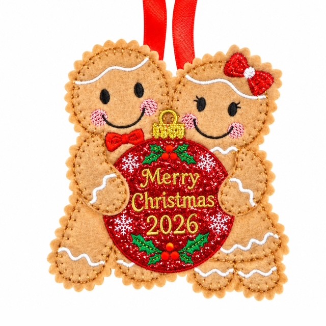 Christmas 2026 Gingerbread Couple Felt Handmade Christmas Decoration