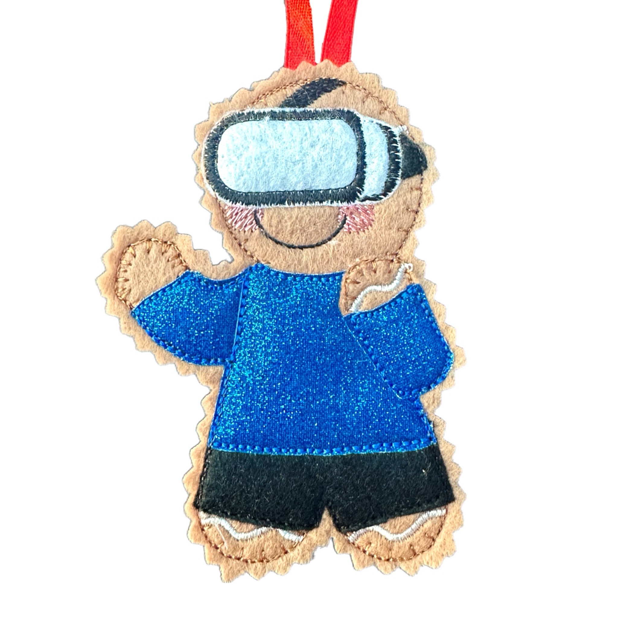 VR Gamer Felt Gingerbread Handmade Christmas Decoration — image 3