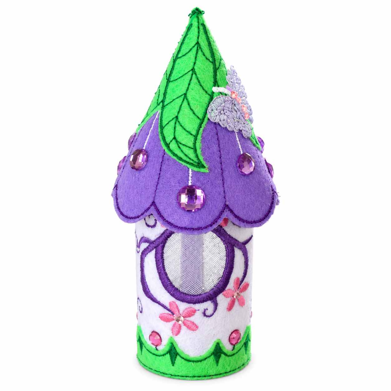 Lavender Bell Felt Fairy House Handmade Woodland Cottage Decoration — image 2