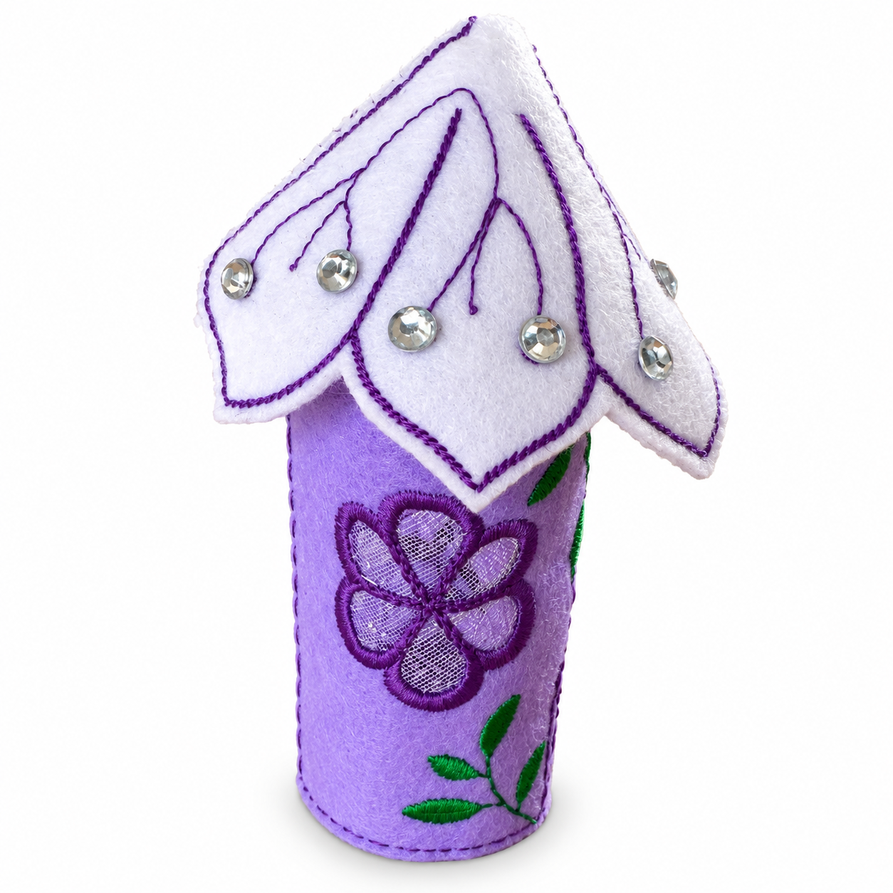 Purple Blossom Fairy House Handmade Felt LED Tealight Decoration — image 3