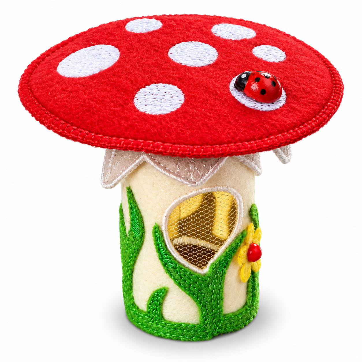 Toadstool Fairy House Handmade Felt Mushroom LED Tealight Decoration — image 2