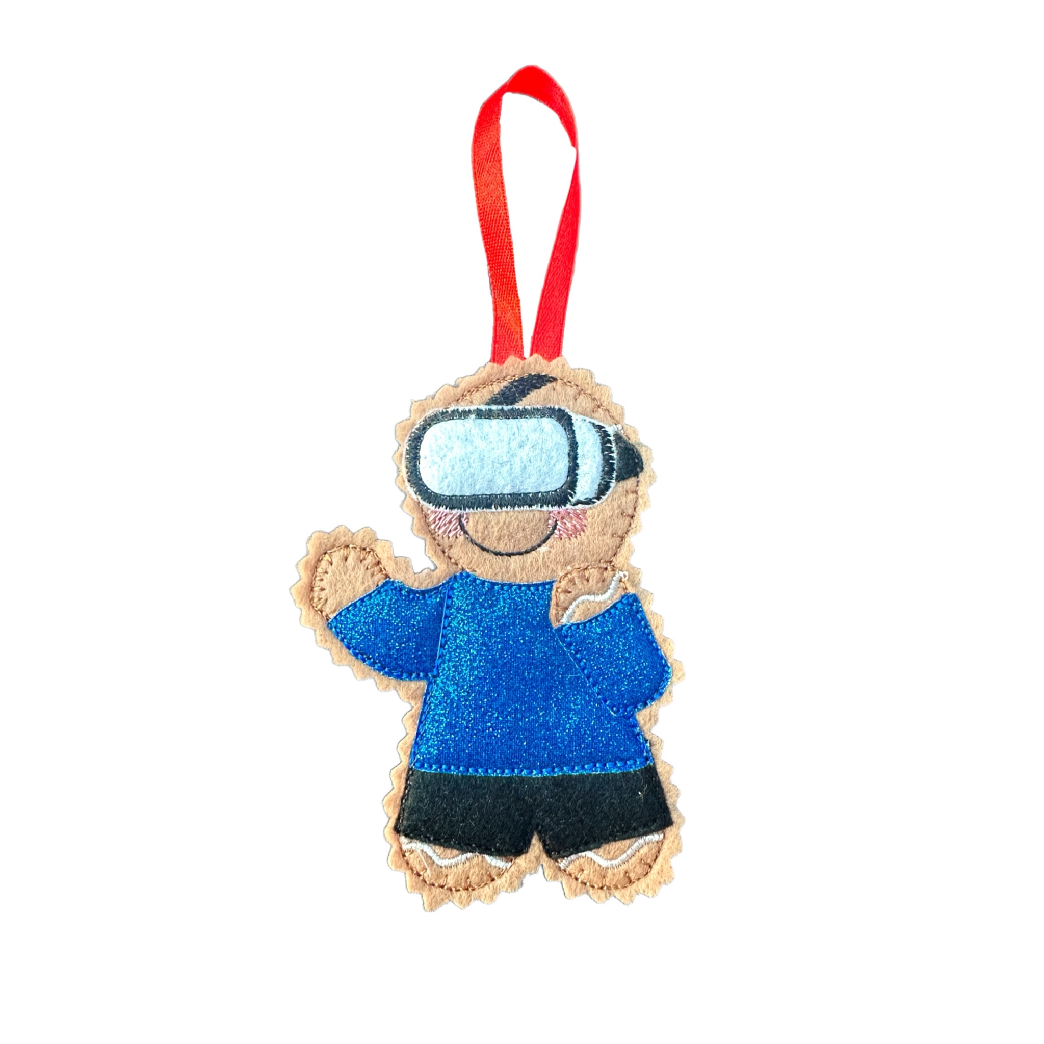 VR Gamer Felt Gingerbread Handmade Christmas Decoration