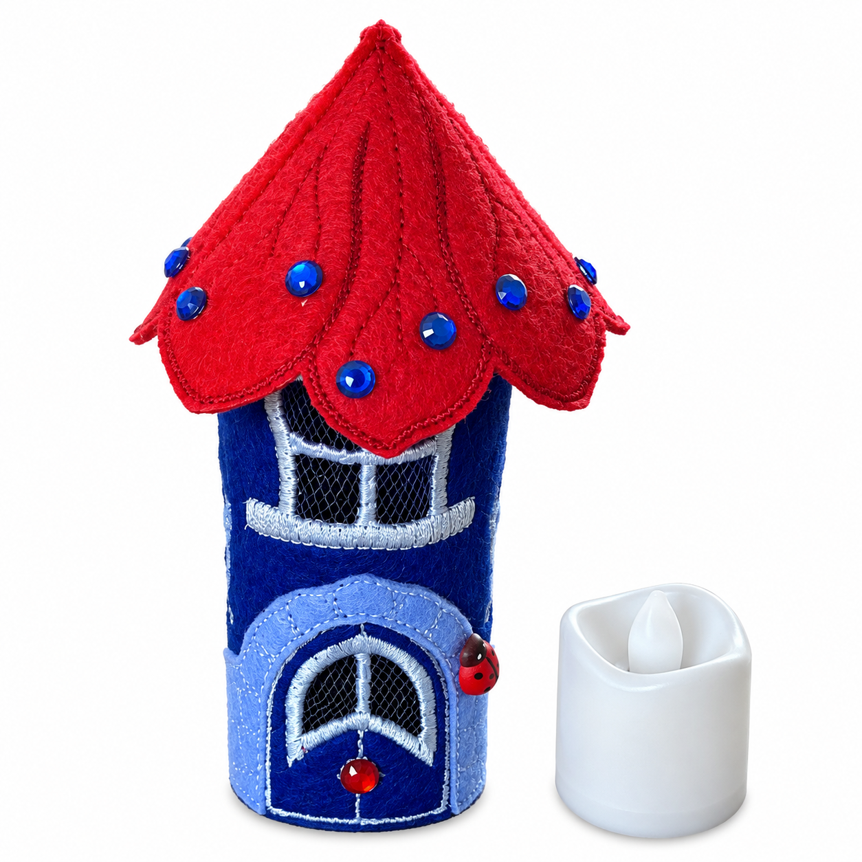 Ruby Ladybird Fairy House Handmade Felt LED Tealight Decoration — image 3