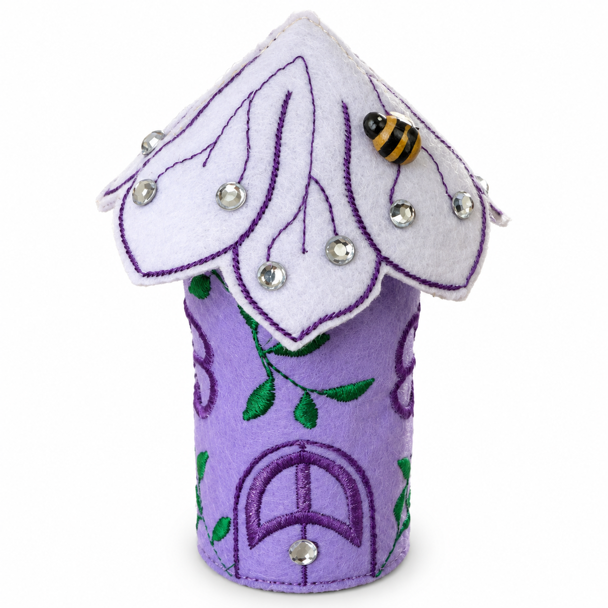 Purple Blossom Fairy House Handmade Felt LED Tealight Decoration — image 4