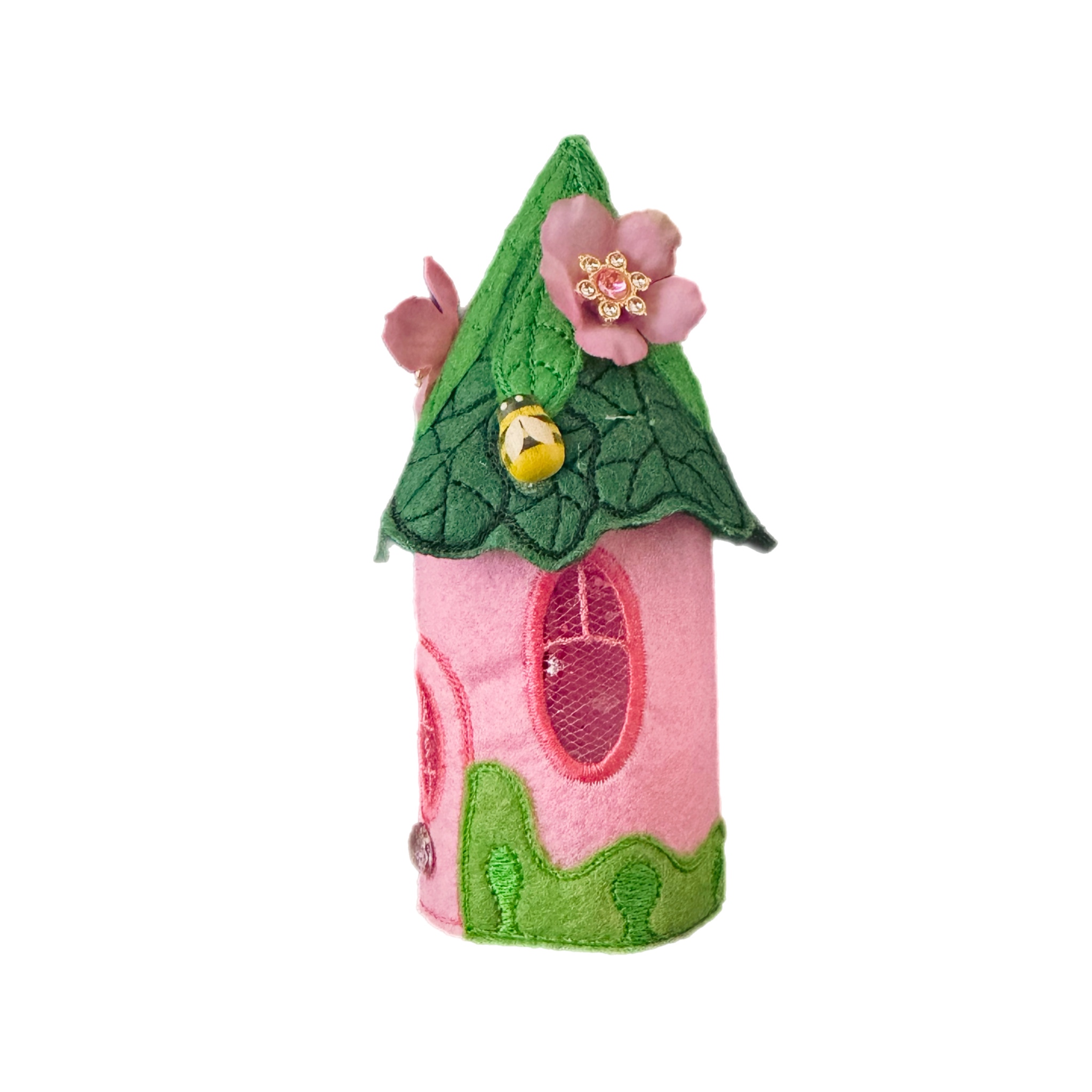 Pink Flower & Bumblebee Fairy House with LED Tea Light — image 4