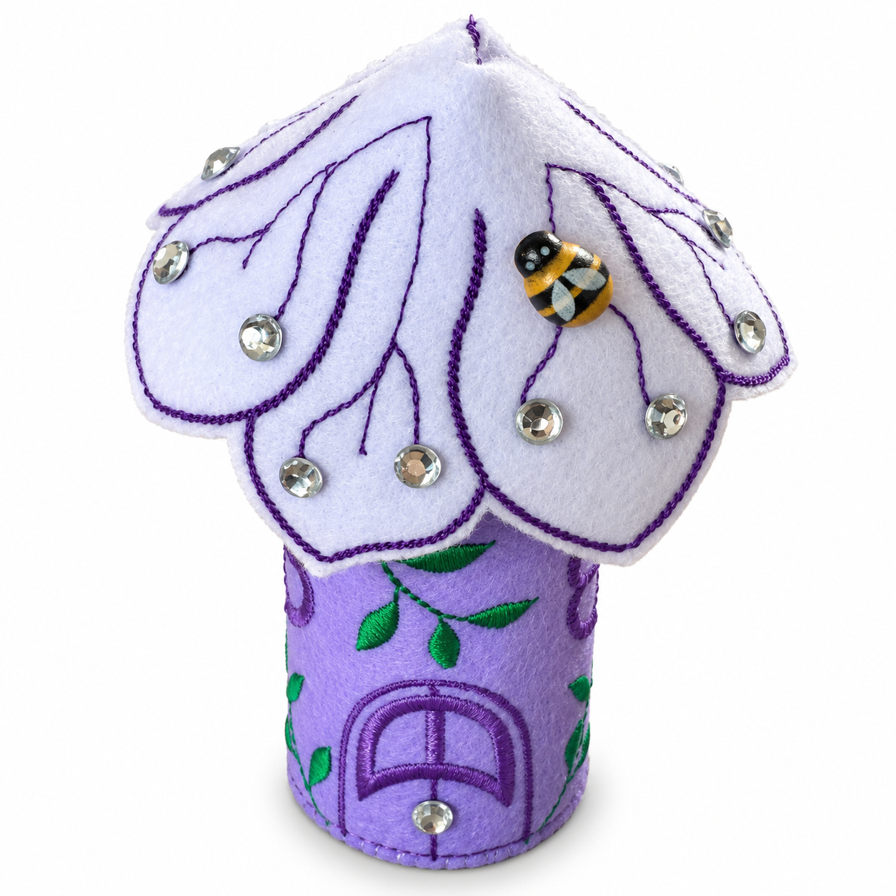 Purple Blossom Fairy House Handmade Felt LED Tealight Decoration — image 5