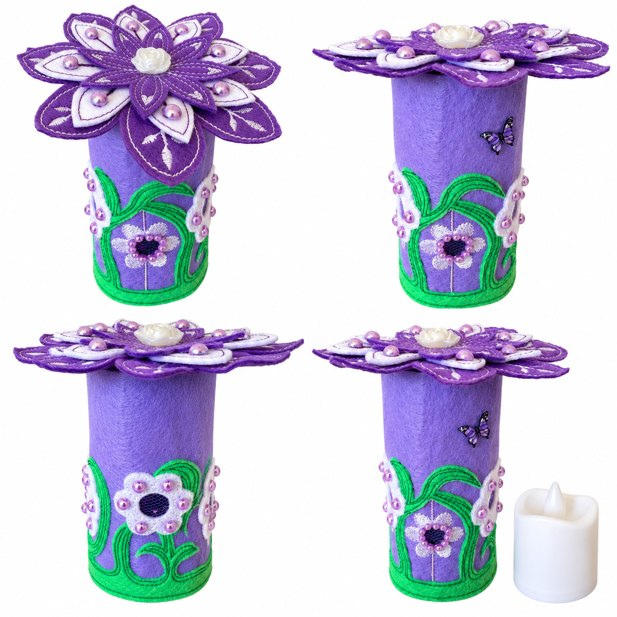 Purple Blossom Felt Fairy House Handmade Floral Fairy Cottage — image 2