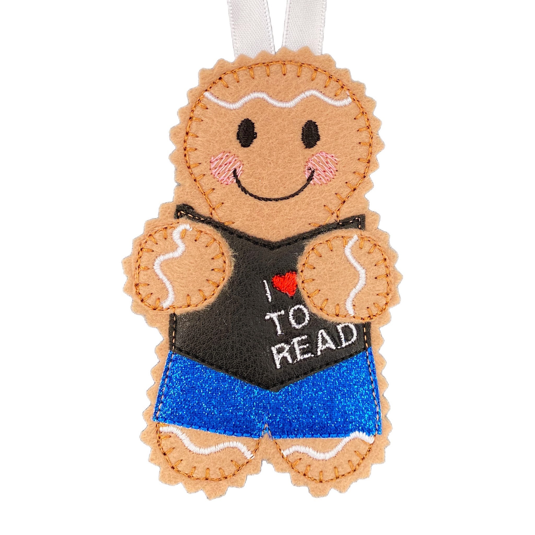 Reading / Bookworm Gingerbread Man Felt Decoration — image 2