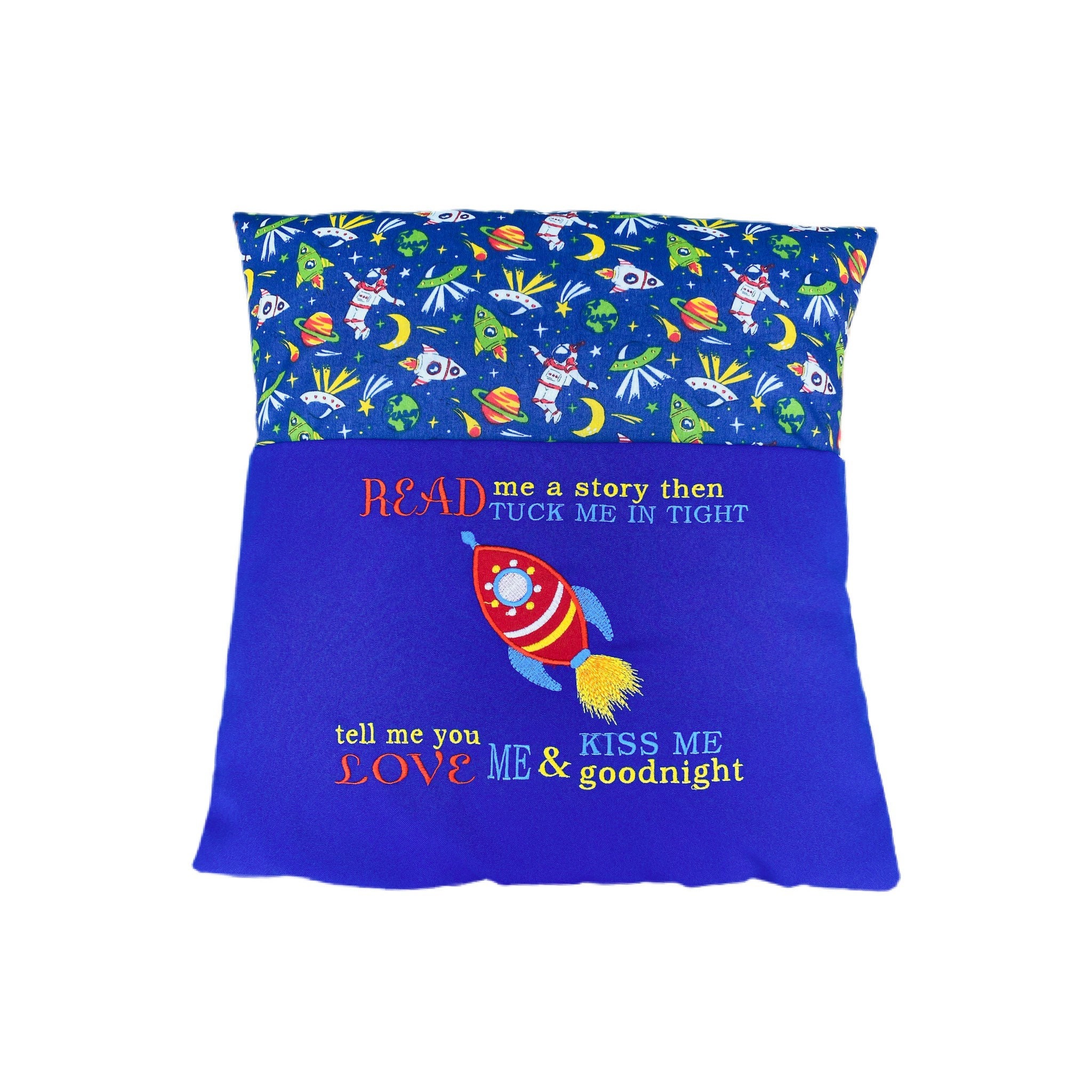 Rocket Reading Cushion: Embroidered Story Book Pocket — image 2