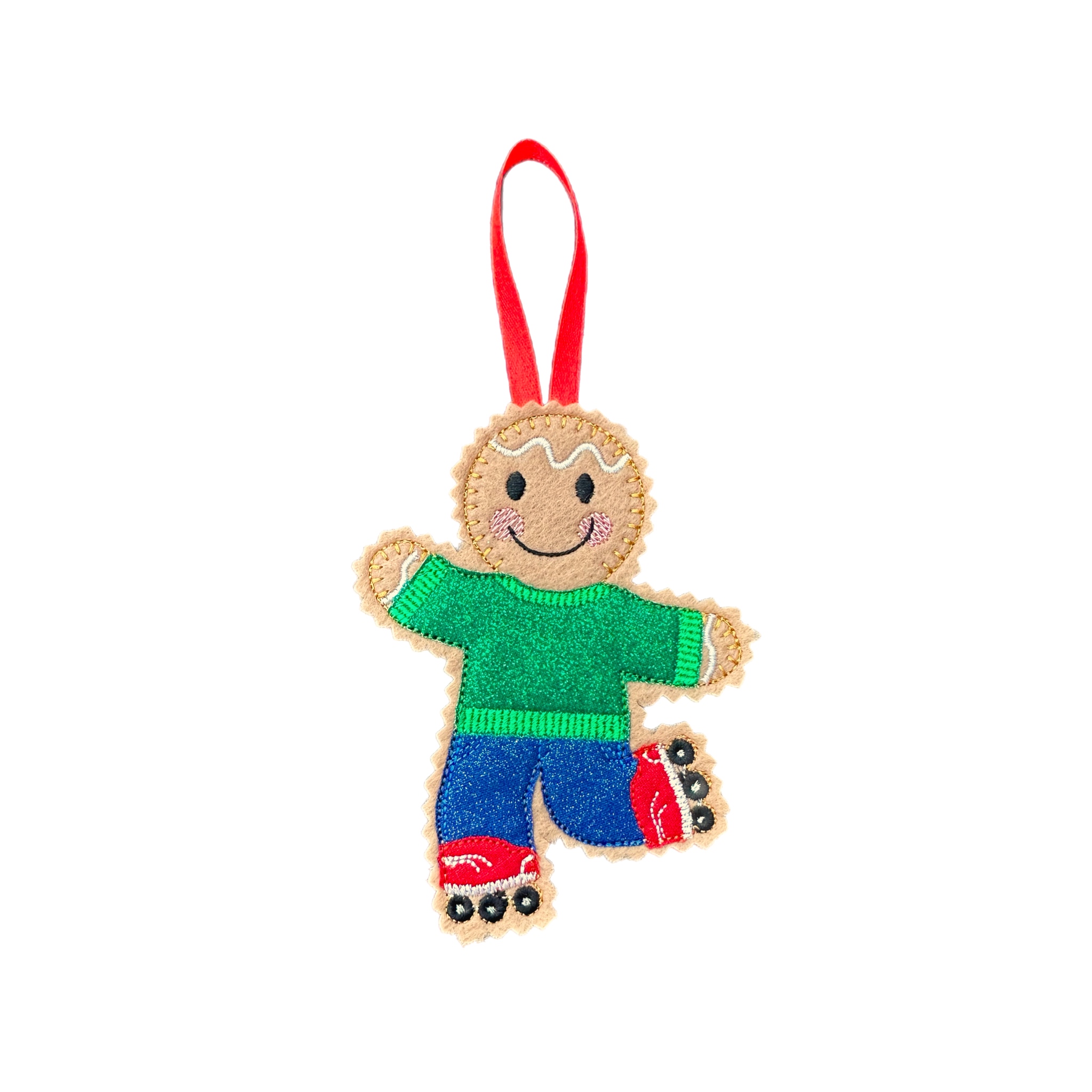 Roller Skating Felt Gingerbread Handmade Christmas Decoration — image 2