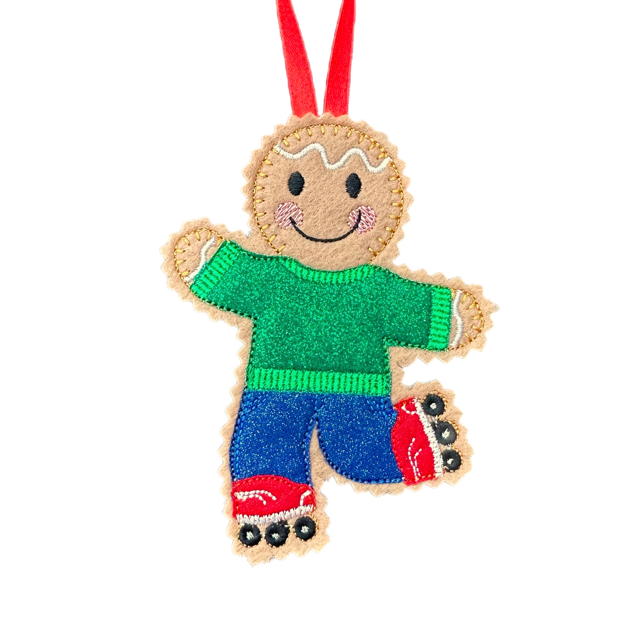 Roller Skating Felt Gingerbread Handmade Christmas Decoration — image 3