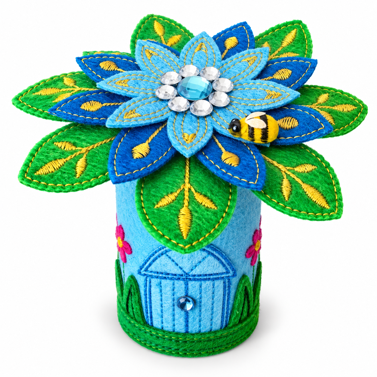 Sapphire Blossom Felt Fairy House Handmade Flower Cottage Decoration — image 3