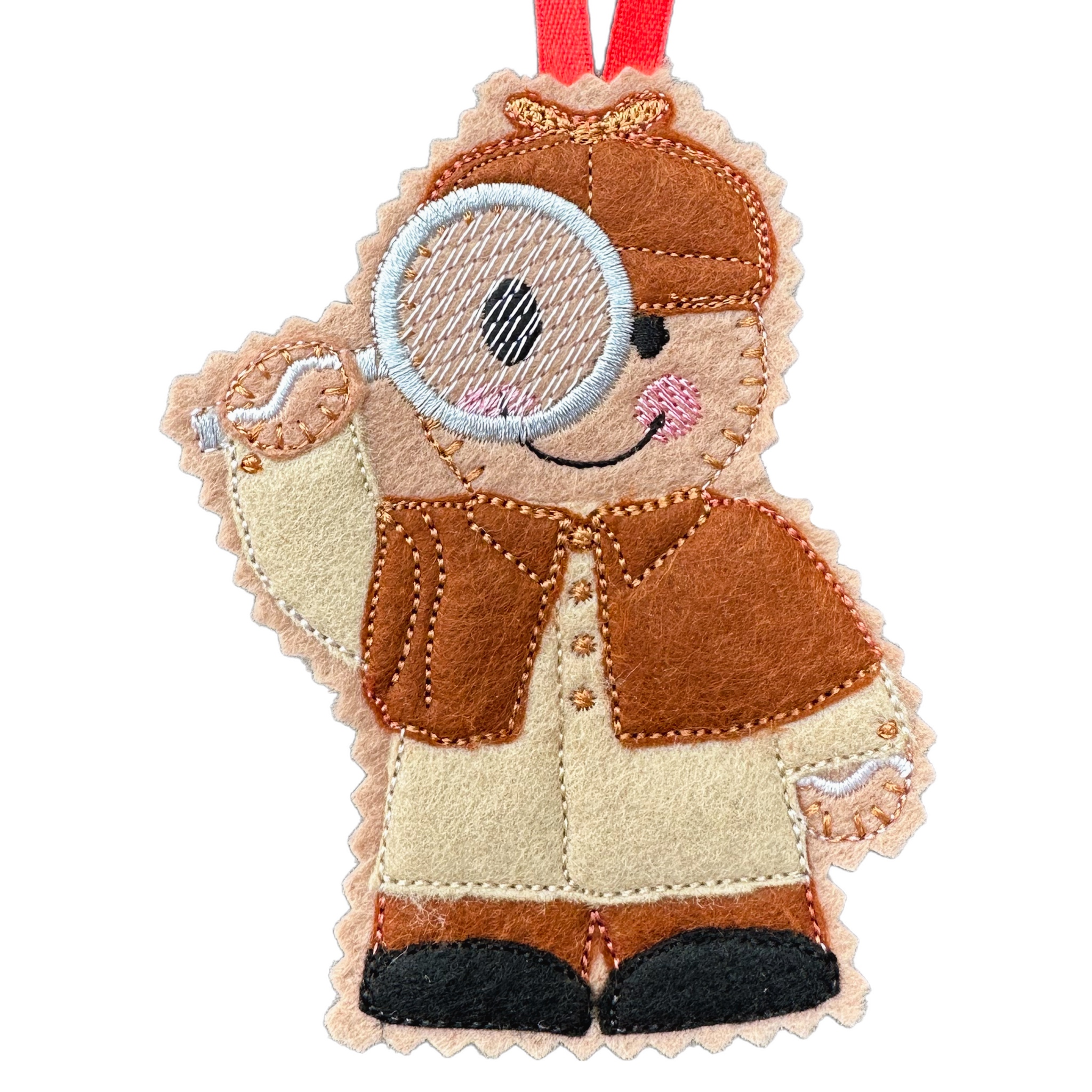 Sherlock Holmes Inspired Detective Felt Gingerbread Handmade Christmas Decoration