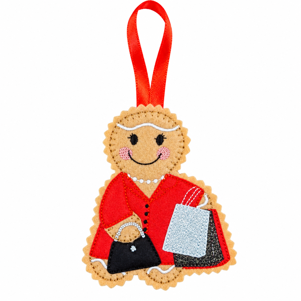 Shopaholic Shopping Bags Felt Gingerbread Handmade Christmas Decoration — image 2