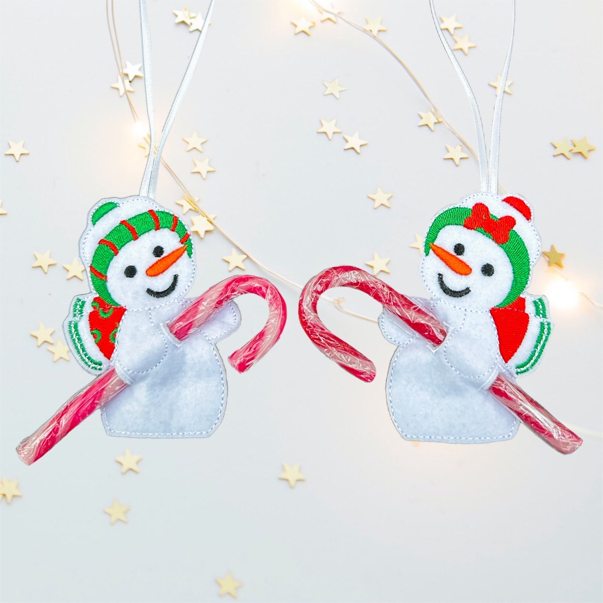Snowman / Snowwoman Candy Cane Holder