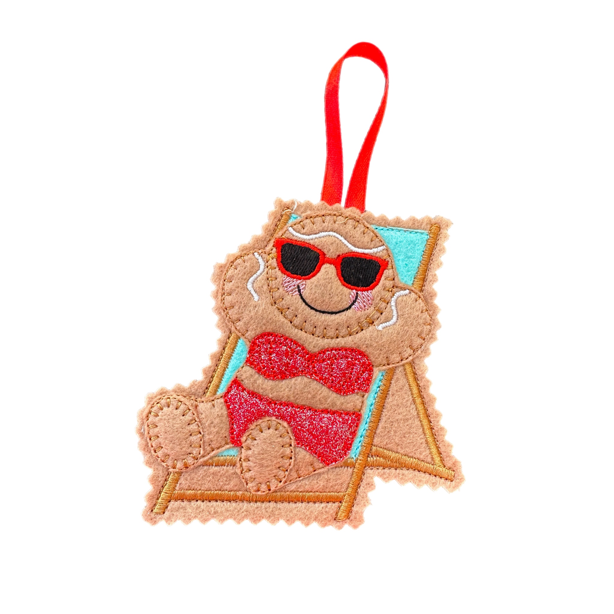 Sunbathing Felt Gingerbread Handmade Christmas Decoration — image 2
