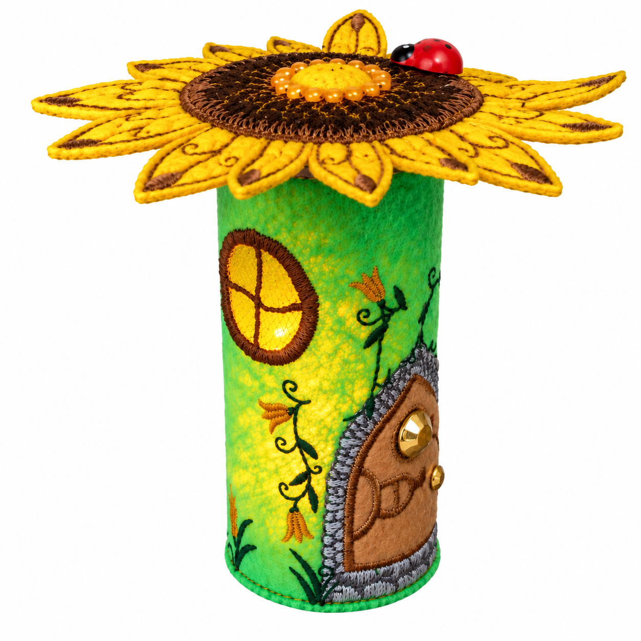 Sunflower Felt Fairy House Handmade Fairy Cottage