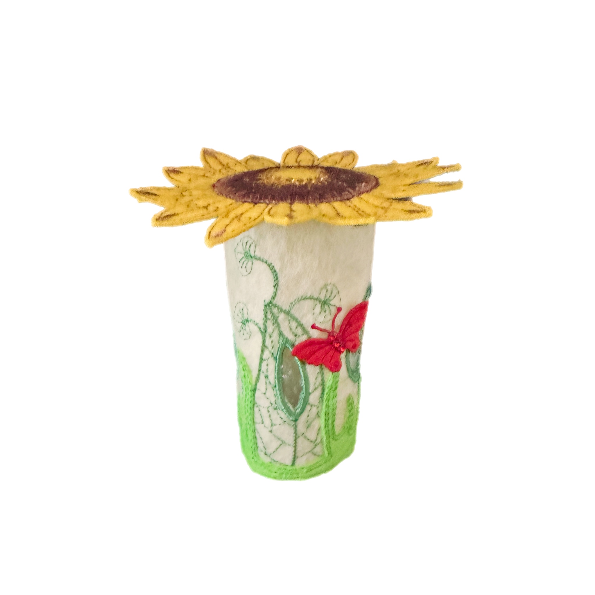 Sunflower Felt Fairy House with LED Tea Light — image 2