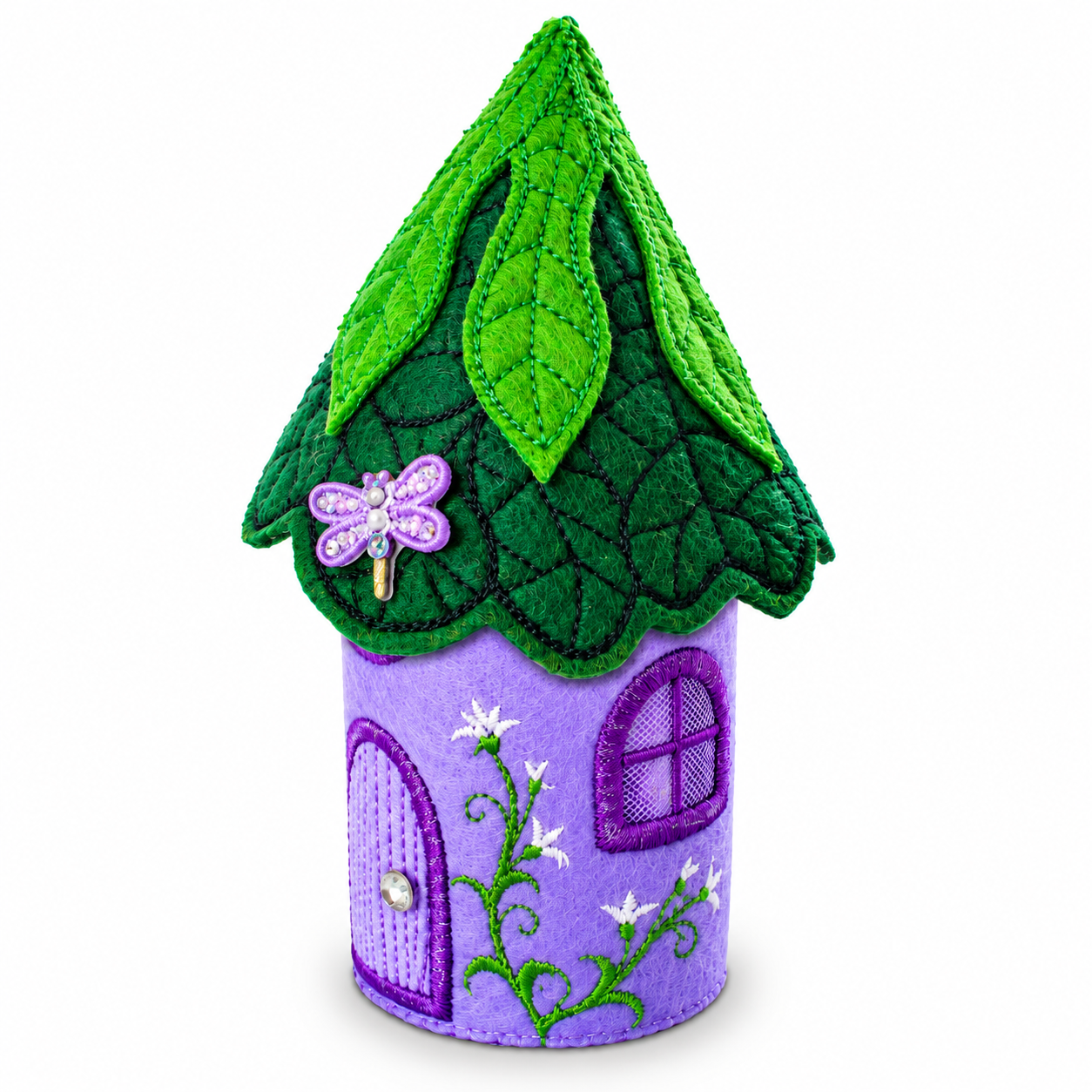 Woodland Blossom Fairy House Handmade Felt LED Tealight Decoration — image 4