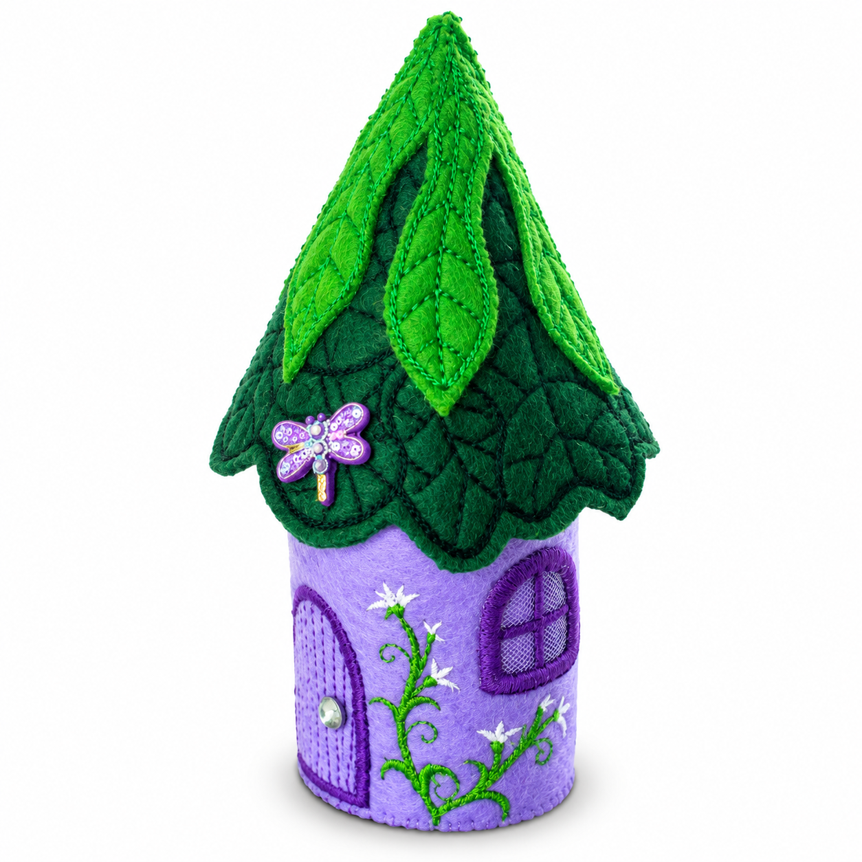 Woodland Blossom Fairy House Handmade Felt LED Tealight Decoration — image 3