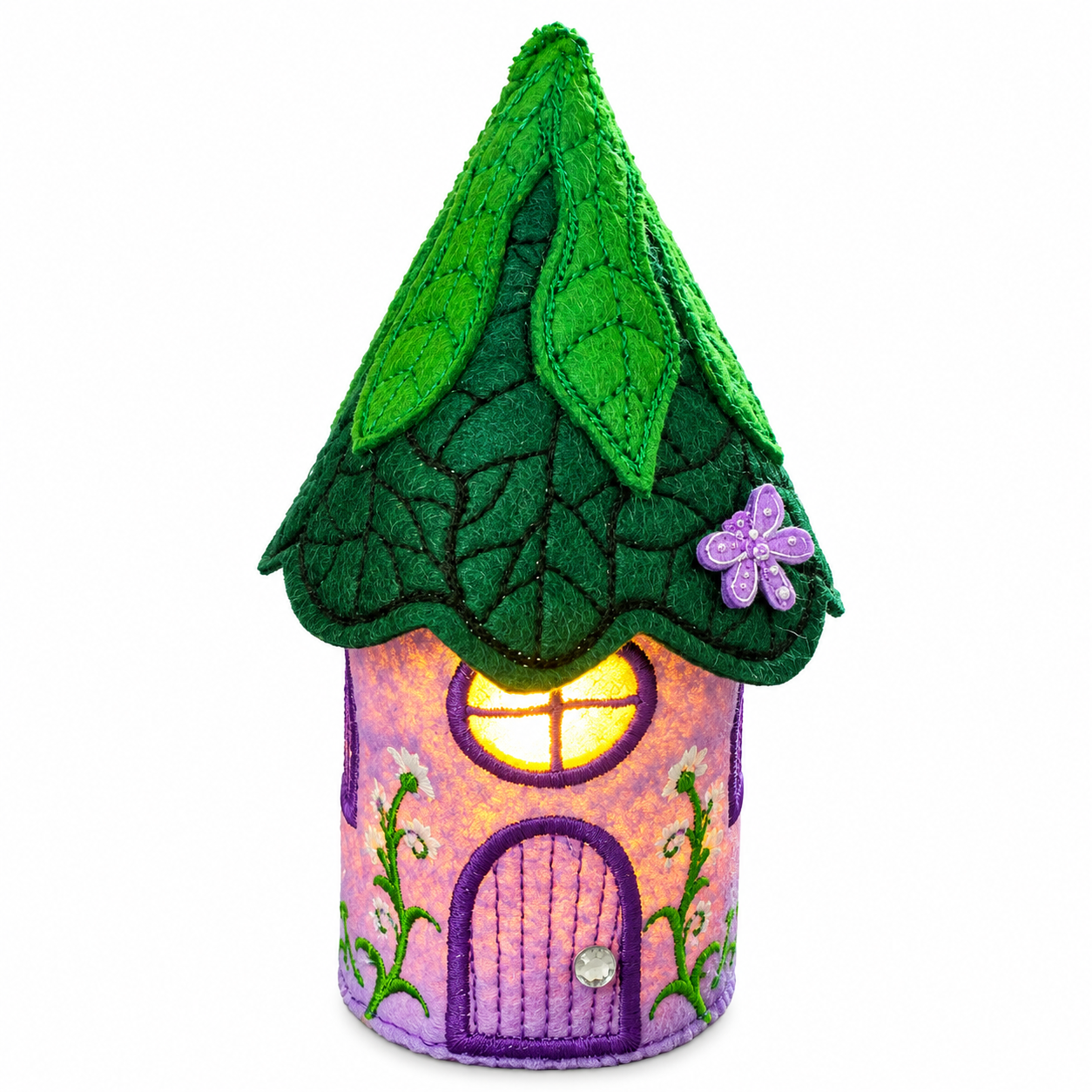 Woodland Blossom Fairy House Handmade Felt LED Tealight Decoration — image 2