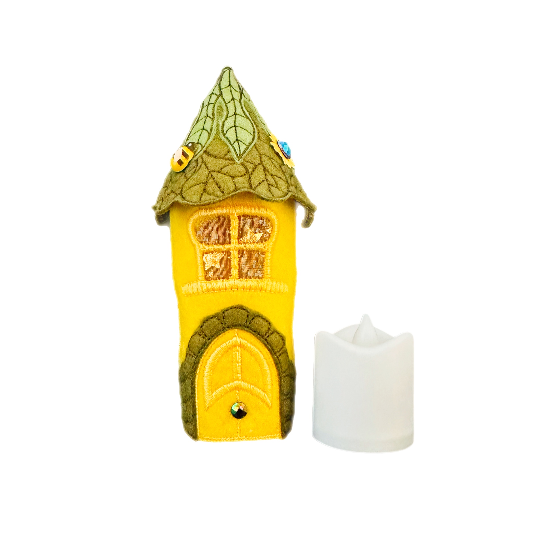 Yellow Woodland Fairy House with LED Tea Light — image 3